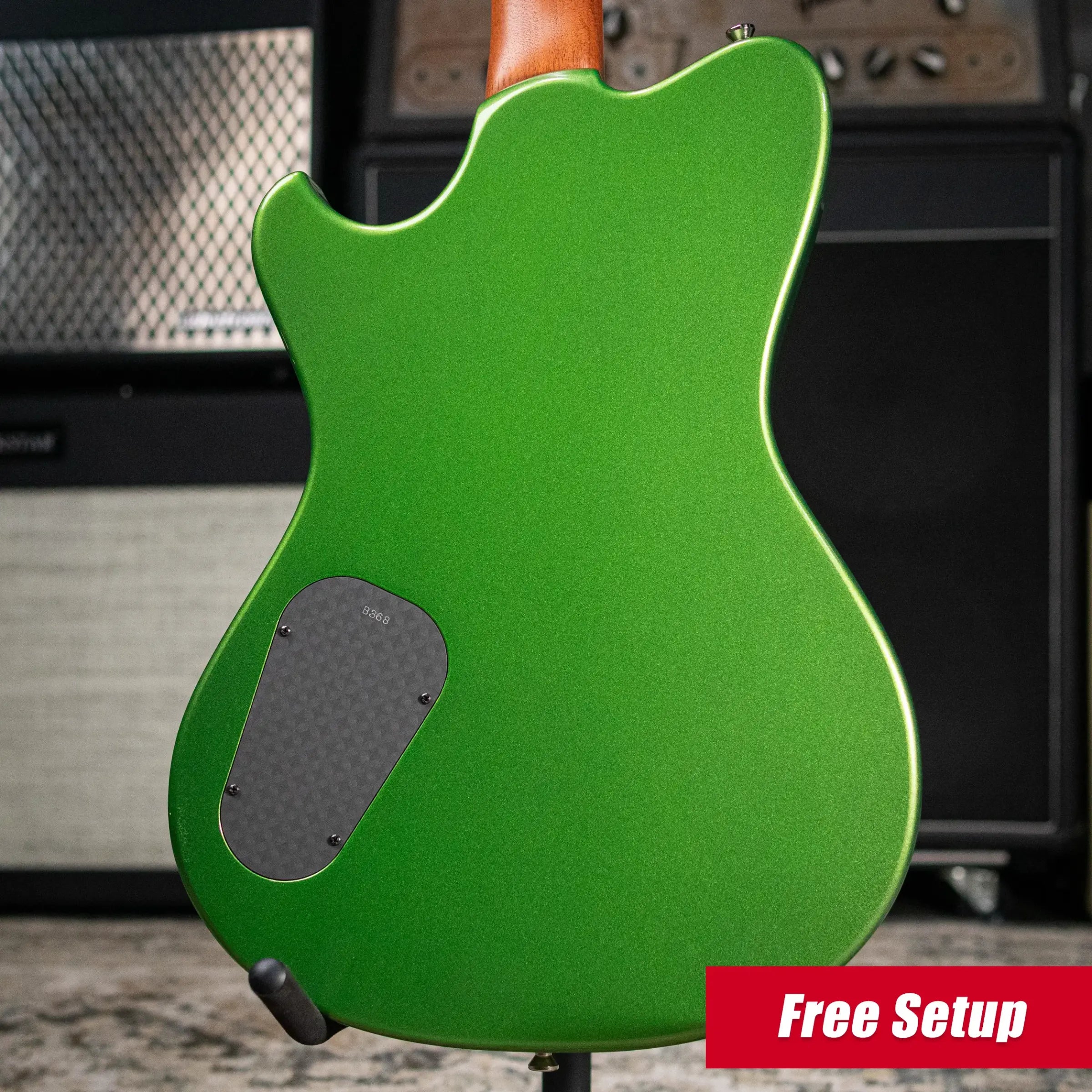 Powers Electric A-Type FF42 Hollow Body Electric Guitar - Willow Green/Java Green Metallic with Gig Bag