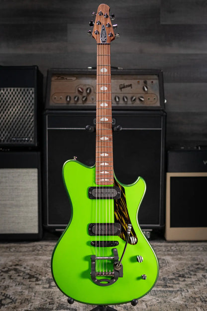 Powers Electric A-Type FF42 Hollow Body Electric Guitar - Willow Green/Java Green Metallic with Gig Bag