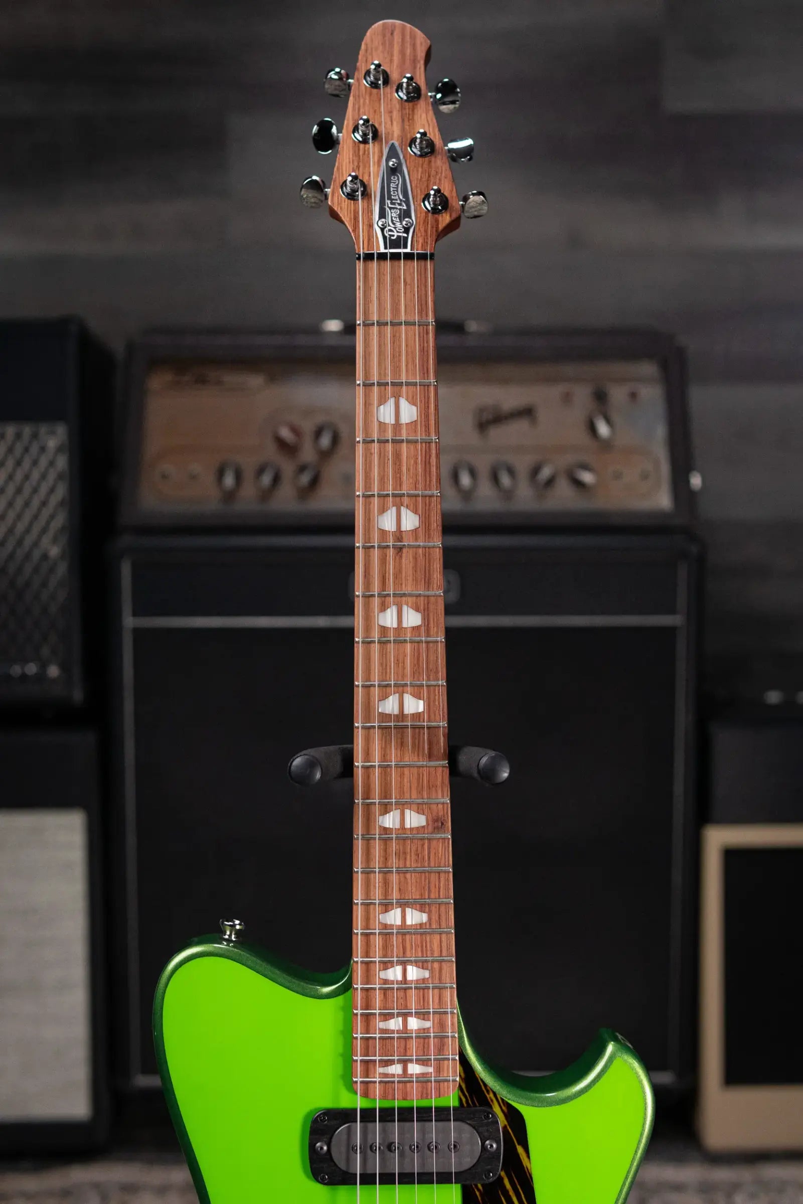 Powers Electric A-Type FF42 Hollow Body Electric Guitar - Willow Green/Java Green Metallic with Gig Bag