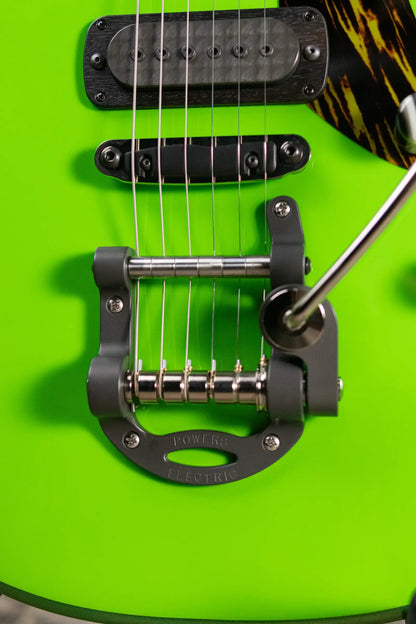 Powers Electric A-Type FF42 Hollow Body Electric Guitar - Willow Green/Java Green Metallic with Gig Bag