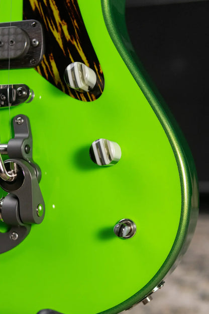 Powers Electric A-Type FF42 Hollow Body Electric Guitar - Willow Green/Java Green Metallic with Gig Bag