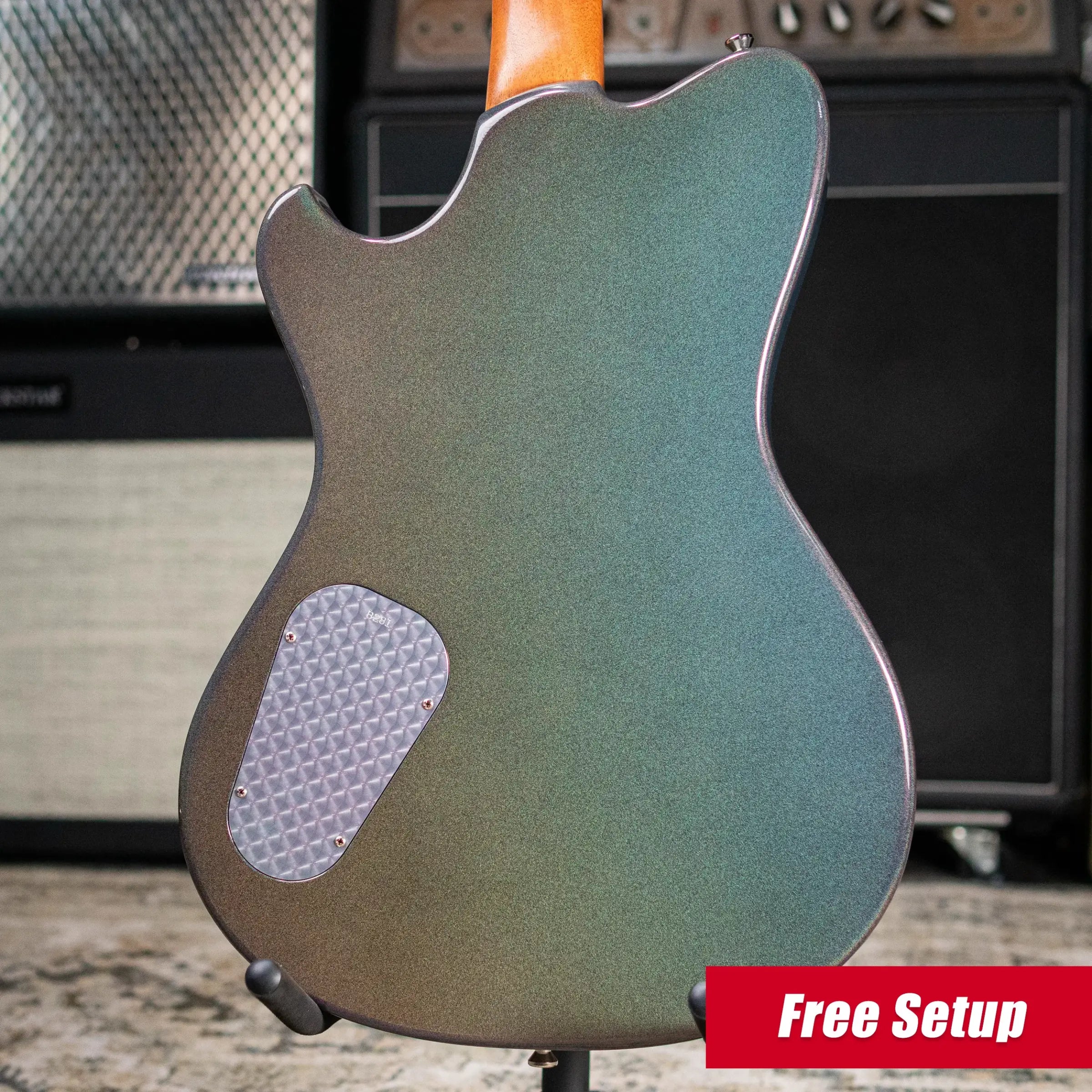Powers Electric A-Type PF42 Hollow Body Electric Guitar - Chroma Stratus with Gig Bag