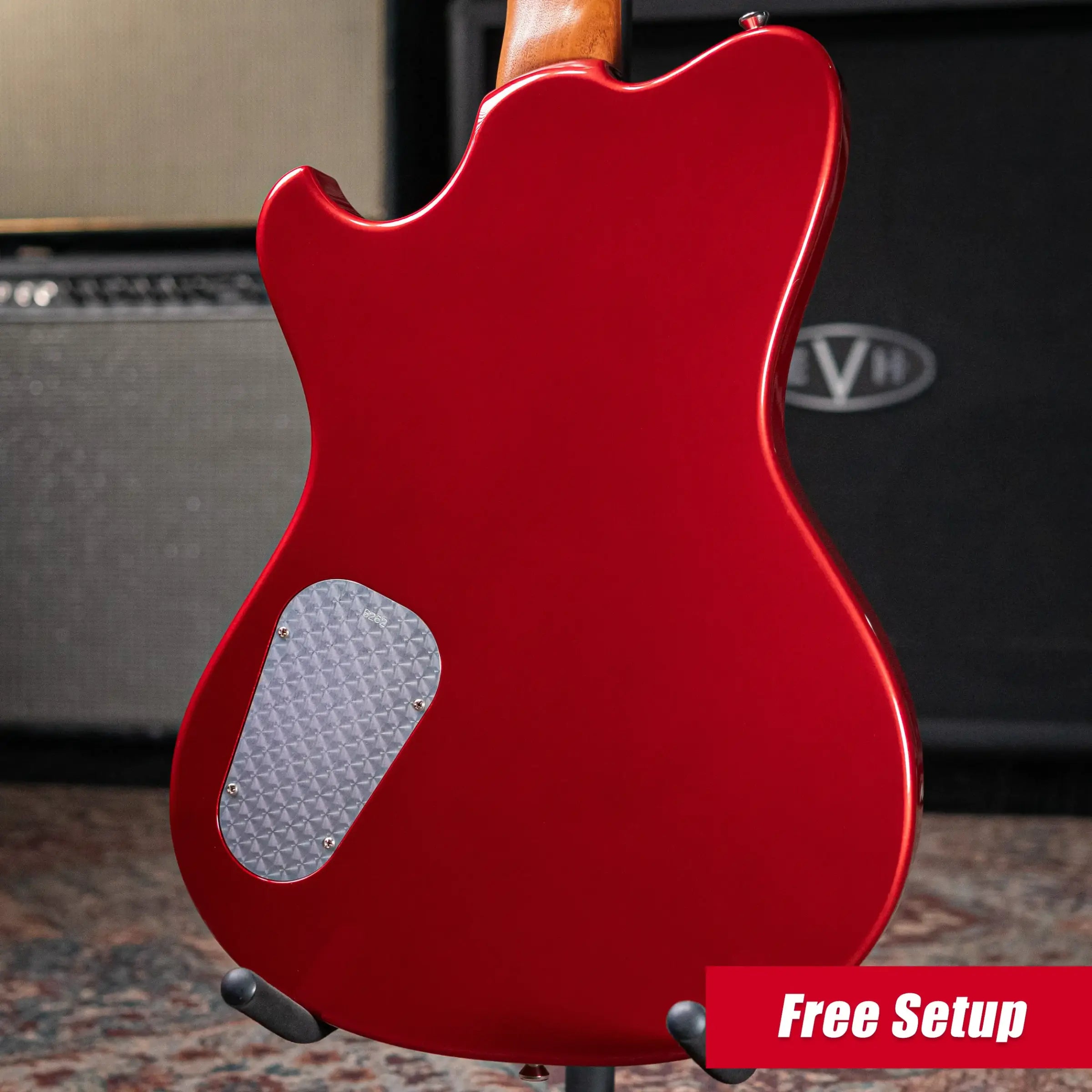 Powers Electric A-Type PF42 Hollow Body Electric Guitar - Crystal Red Metallic with Gig Bag