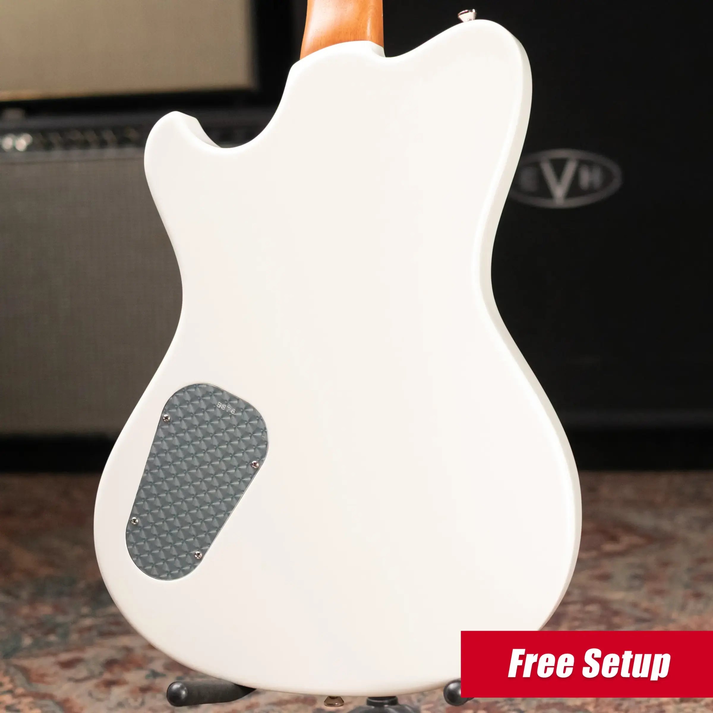 Powers Electric A-Type PF42 Hollow Body Electric Guitar - Geranium Red/Pearl White with Gig Bag