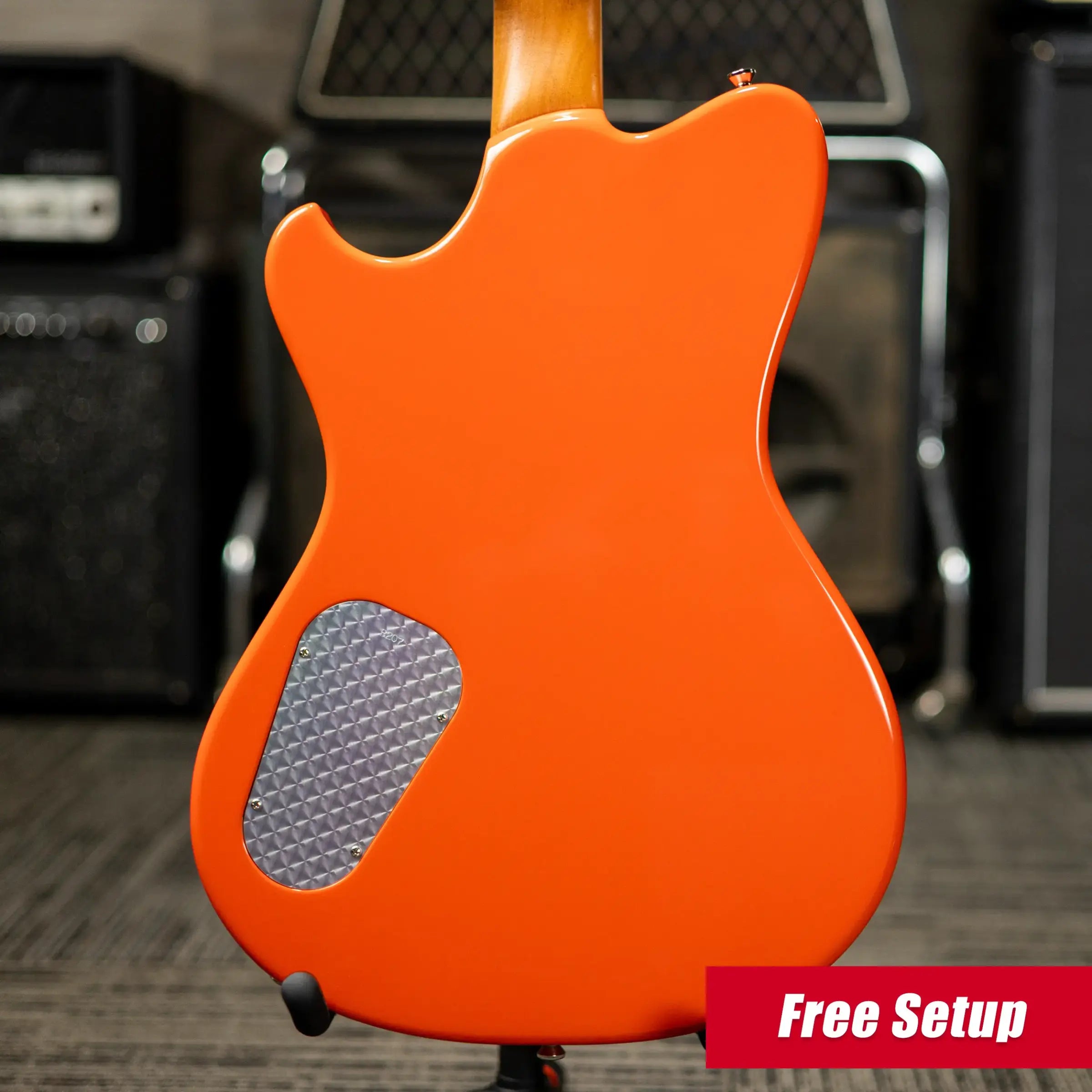 Powers Electric A-Type PF42 Hollow Body Guitar - Continental Orange with Gig Bag