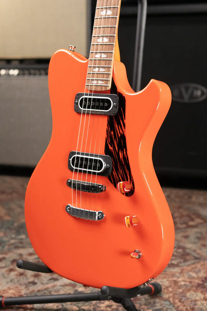 Powers Electric A-Type PF42 Hollow Body Guitar - Continental Orange with Gig Bag
