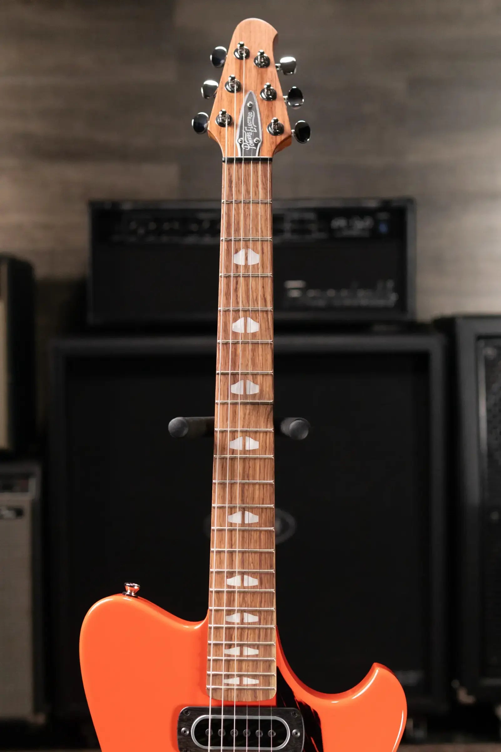 Powers Electric A-Type PF42 Hollow Body Guitar - Continental Orange with Gig Bag