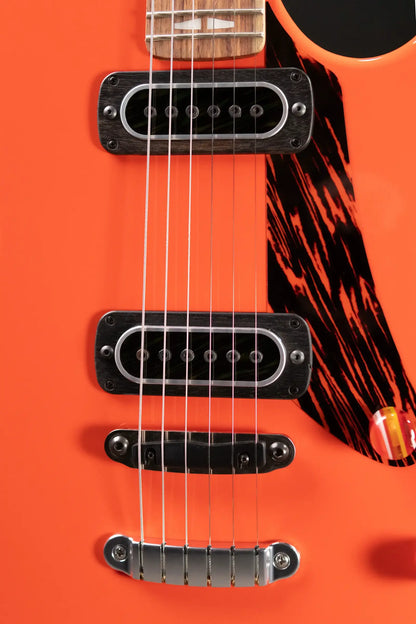 Powers Electric A-Type PF42 Hollow Body Guitar - Continental Orange with Gig Bag