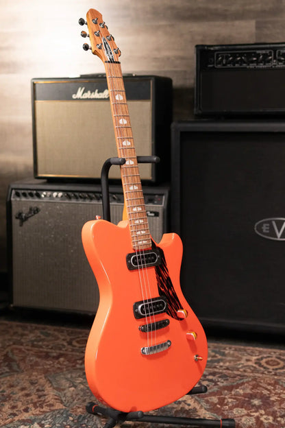 Powers Electric A-Type PF42 Hollow Body Guitar - Continental Orange with Gig Bag
