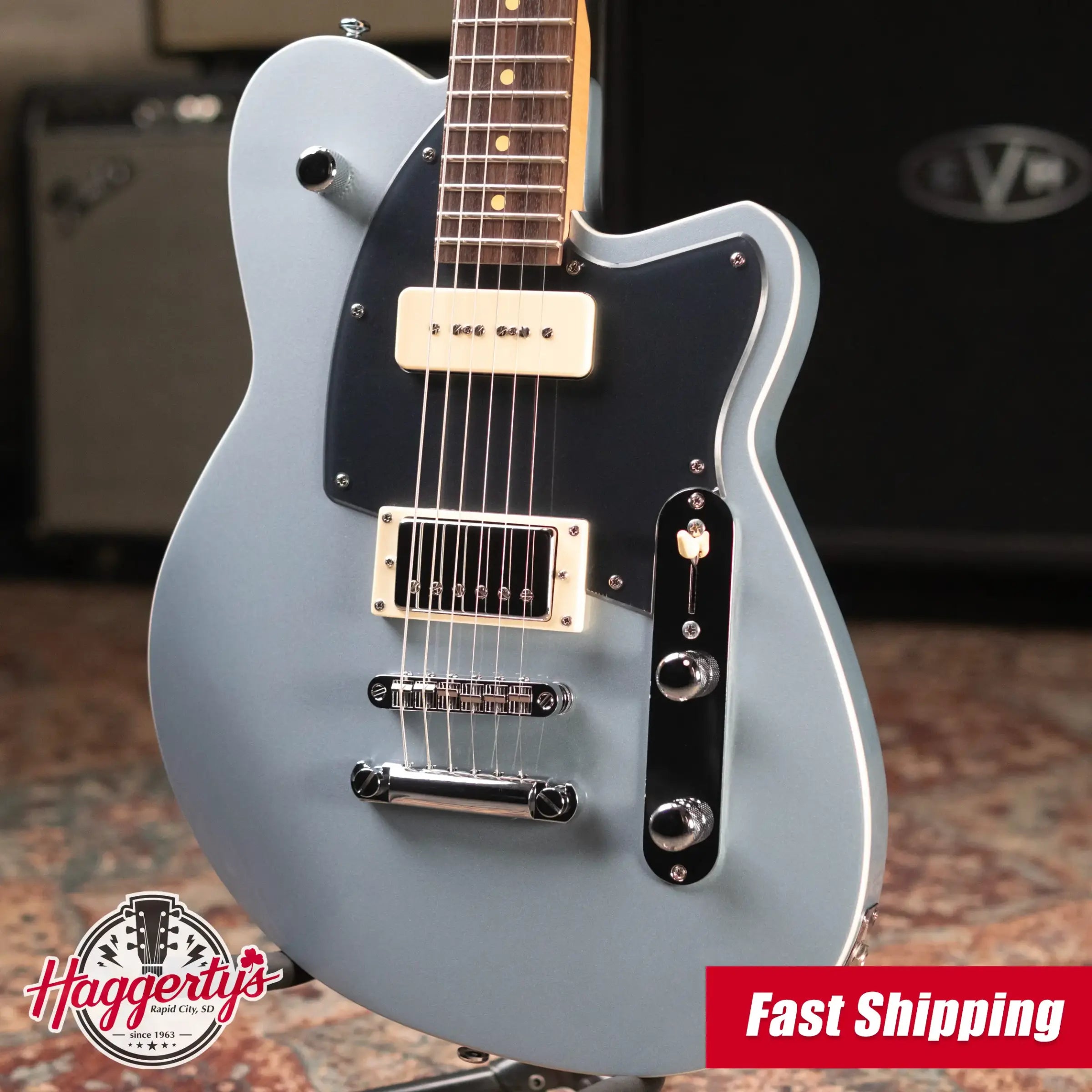 Reverend Double Agent OG Electric Guitar - Metallic Silver Freeze