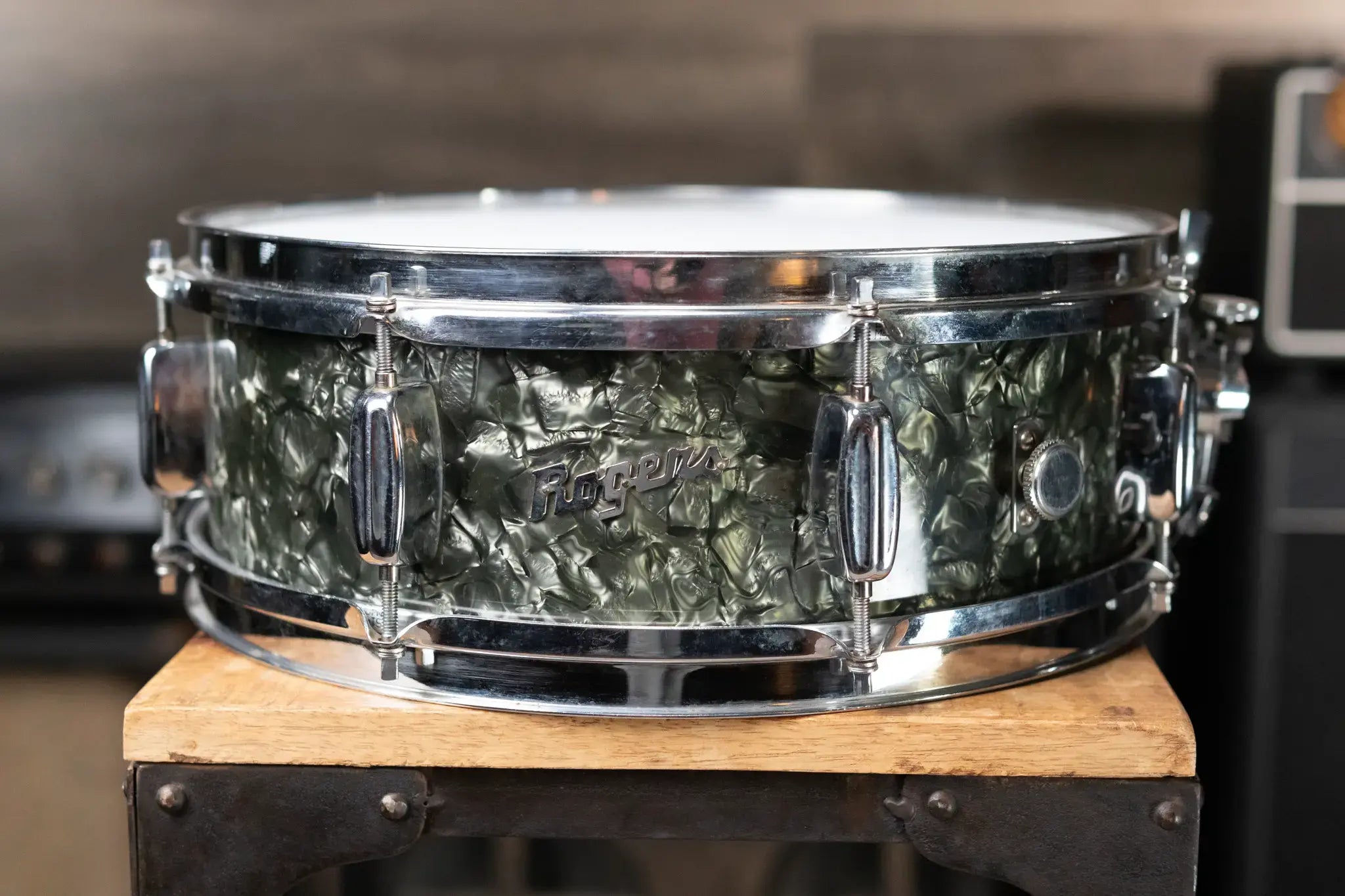 Rogers Powertone 5 x 14 8-Lug Snare Drum - Black Diamond Pearl - Used