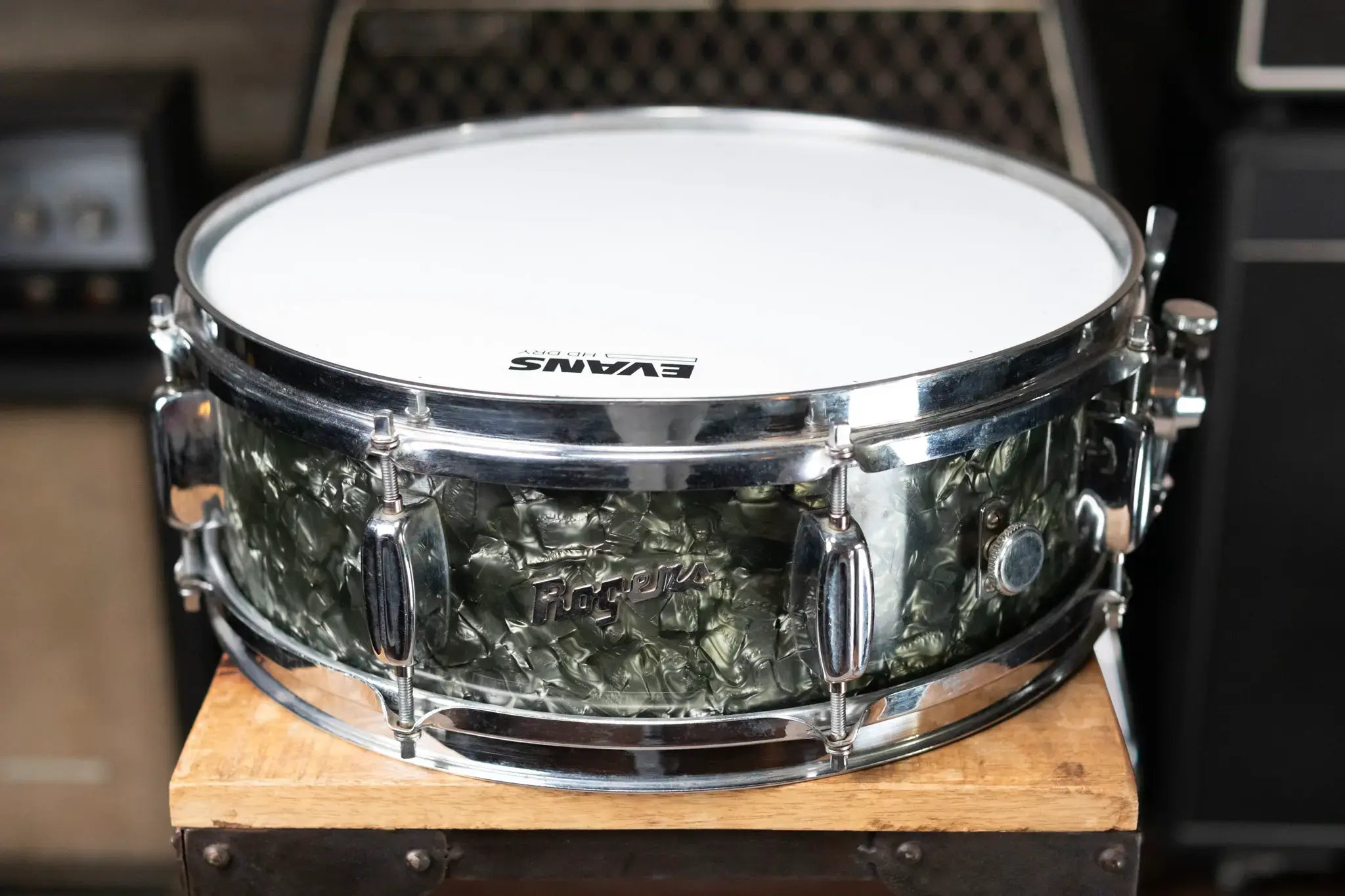 Rogers Powertone 5 x 14 8-Lug Snare Drum - Black Diamond Pearl - Used