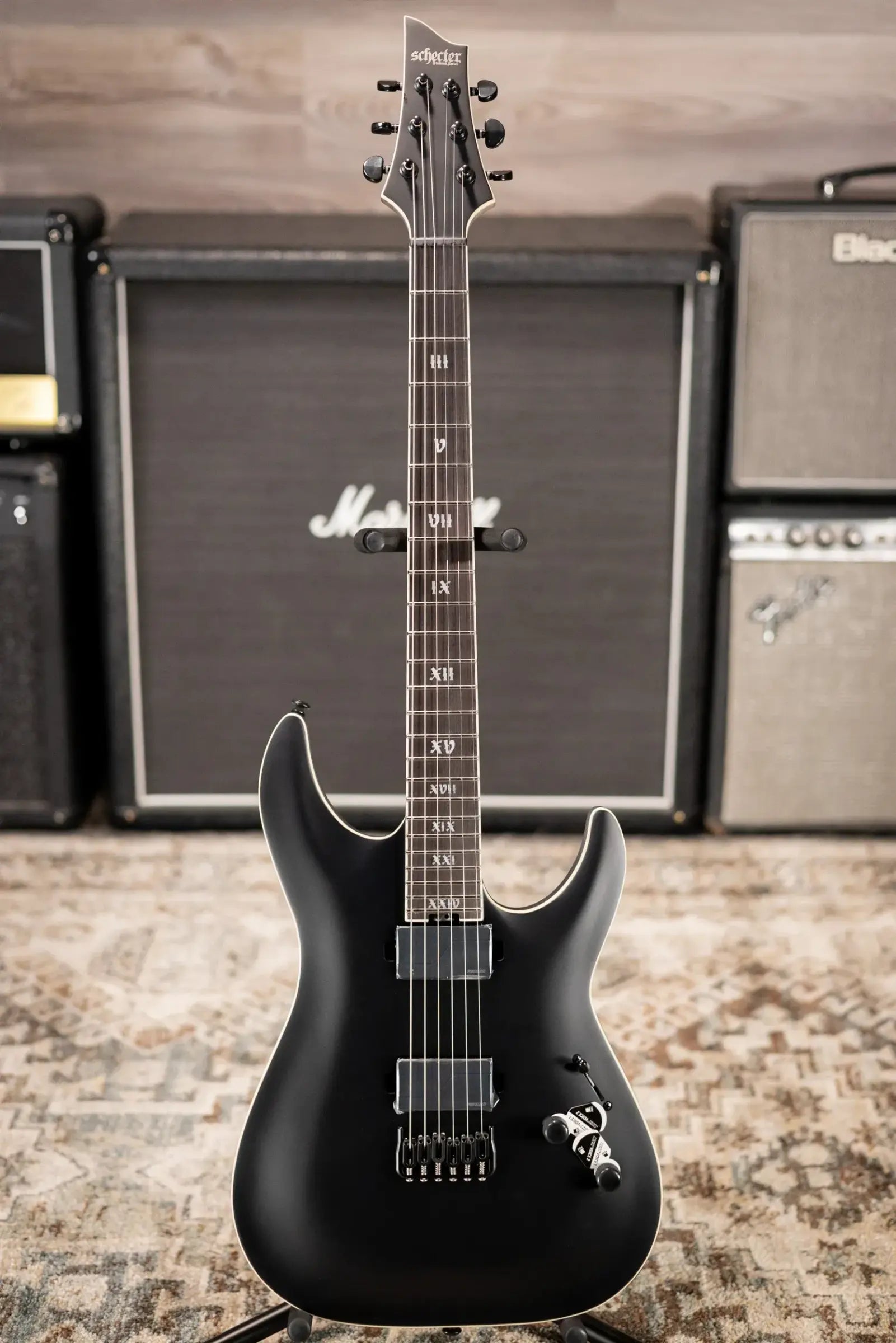 Schecter C-1 SLS Elite Evil Twin Electric Guitar - Satin Black