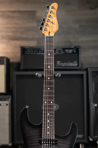 Schecter Custom Shop Sunset Custom HSS Electric Guitar - Satin Transparent Black Burst with Hardshell Case