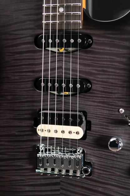 Schecter Custom Shop Sunset Custom HSS Electric Guitar - Satin Transparent Black Burst with Hardshell Case