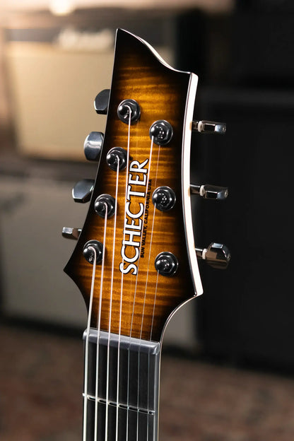 Schecter Custom Shop Sunset Extreme 7-String Electric Guitar - 2-Tone Sunburst Flame Top with Hardshell Case