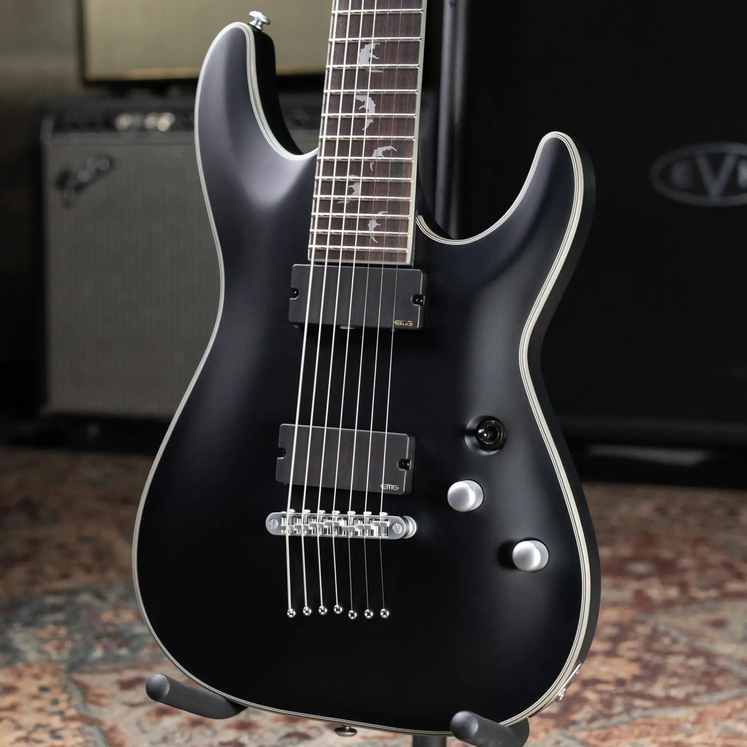 Schecter Damien Platinum-7 7-String Electric Guitar - Satin Black