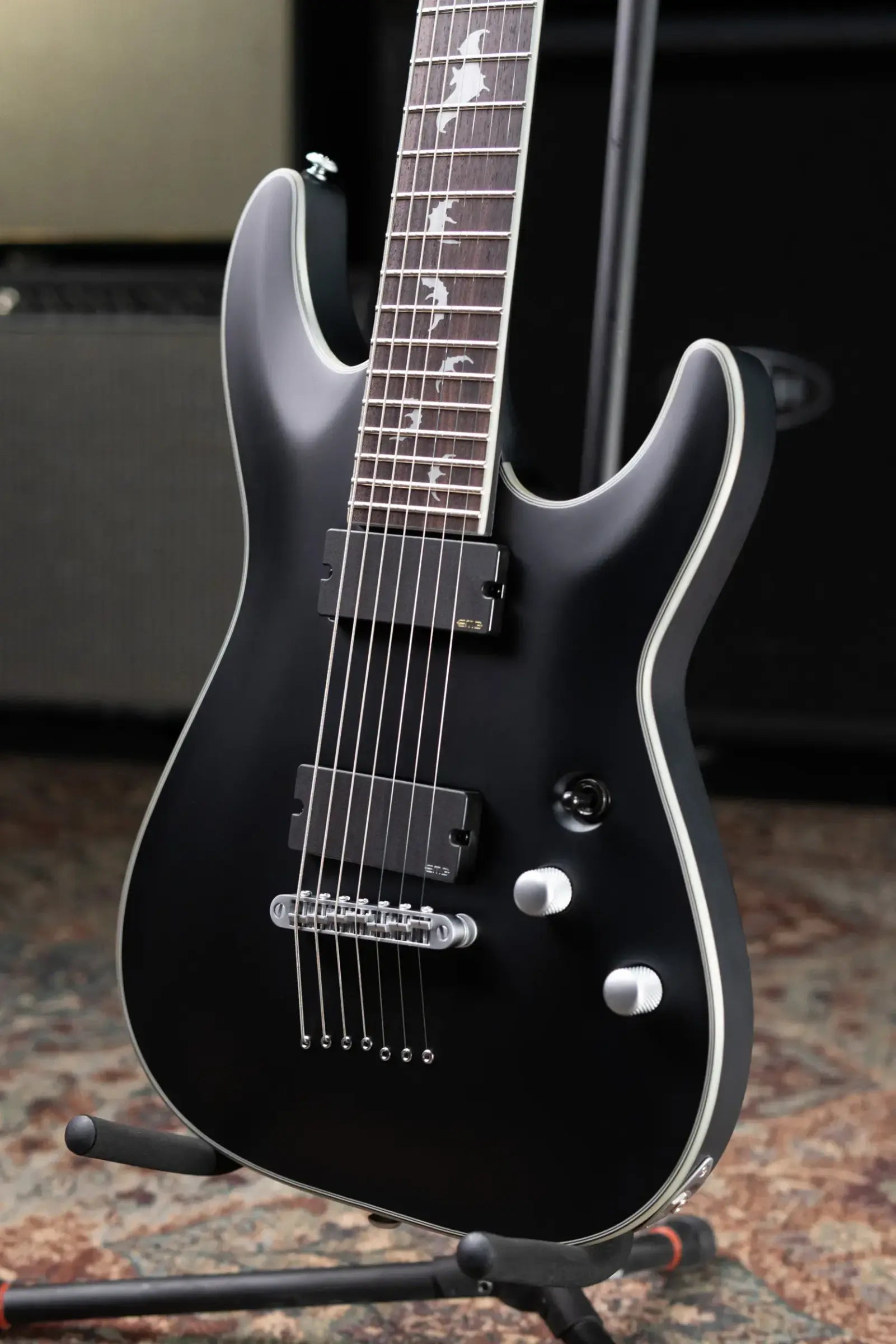 Schecter Damien Platinum-7 7-String Electric Guitar - Satin Black