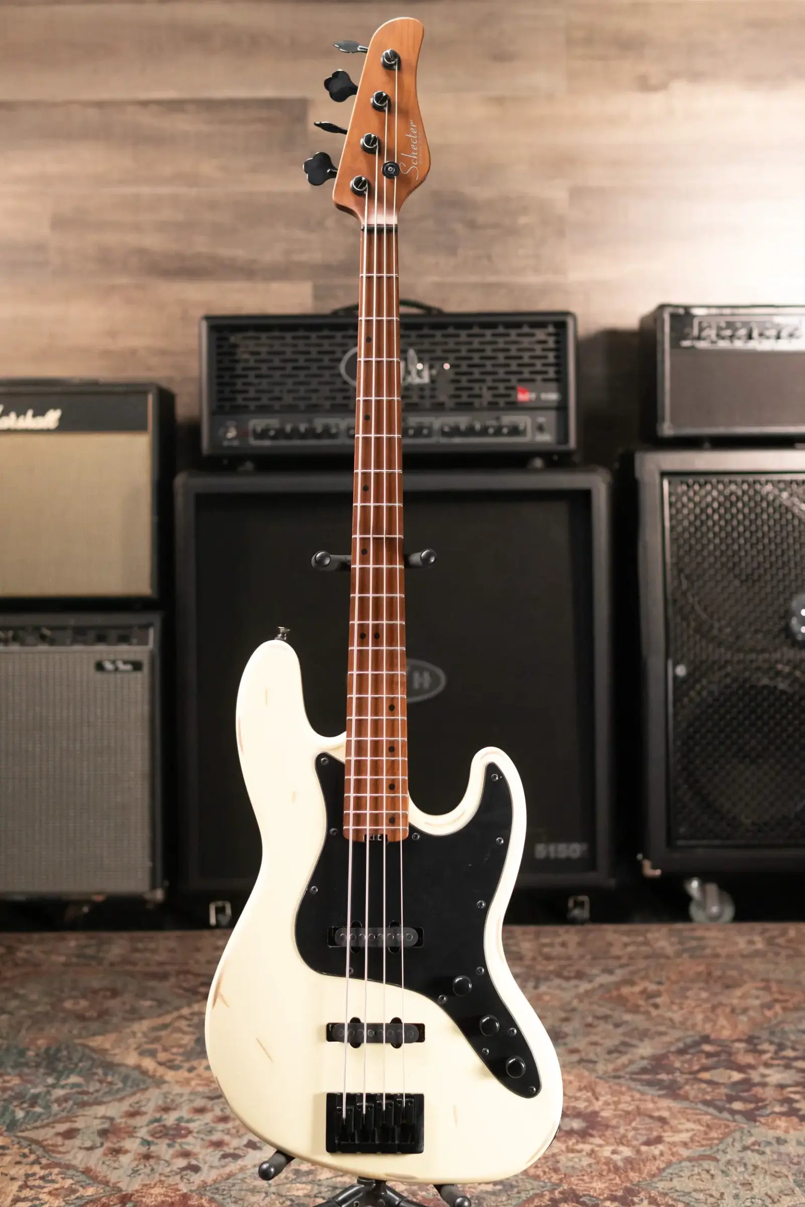 Schecter Diamond Series Nikki Sixx J-4 Electric Bass - Worn Ivory - Used
