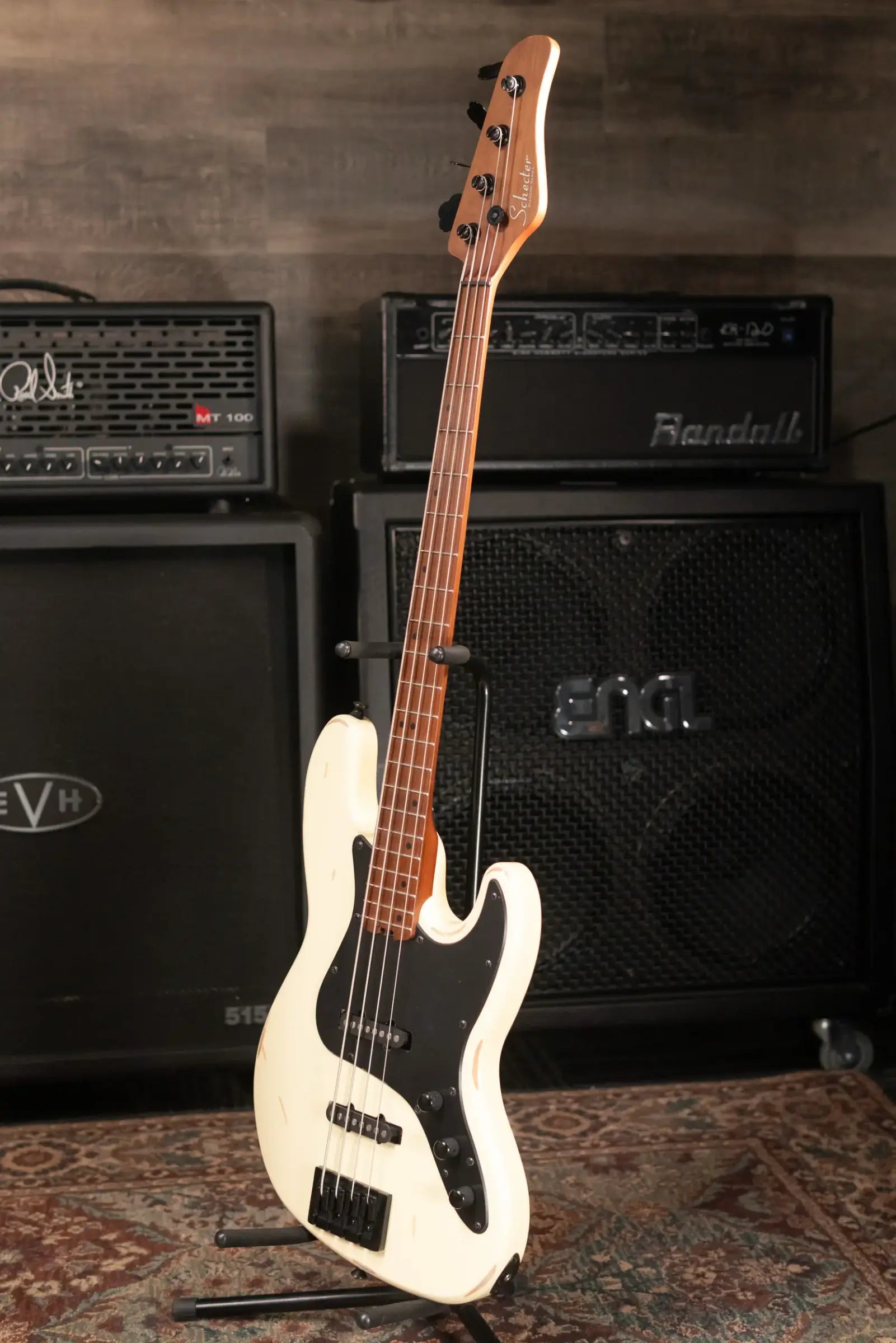 Schecter Diamond Series Nikki Sixx J-4 Electric Bass - Worn Ivory - Used