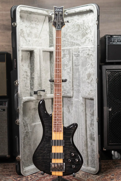 Schecter Diamond Series Stiletto Elite 4 Electric Bass - Transparent Black with Hardshell Case - Used