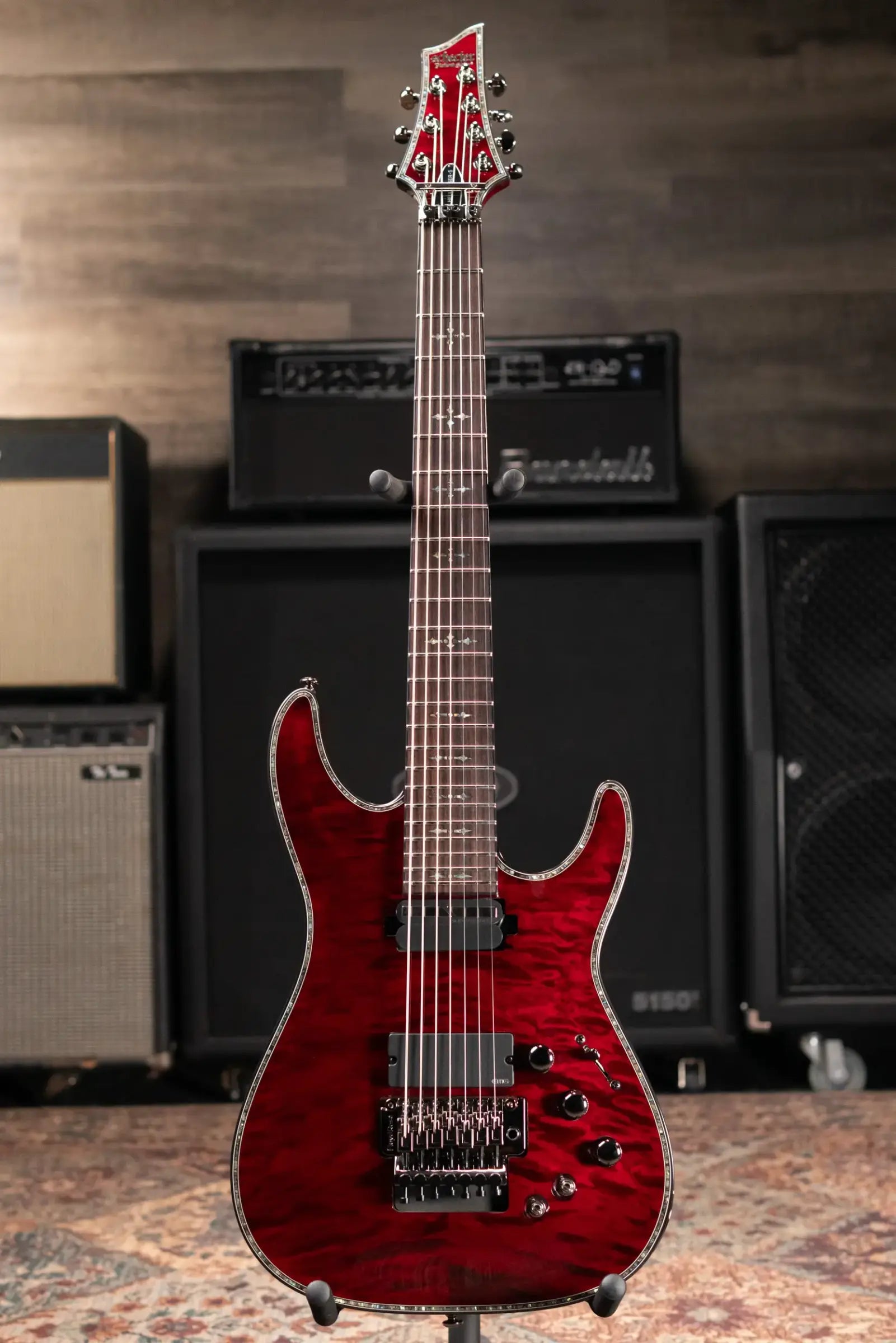 Schecter Hellraiser C-7 FR-S 7-String Electric Guitar - Black Cherry with Hardshell Case - Used