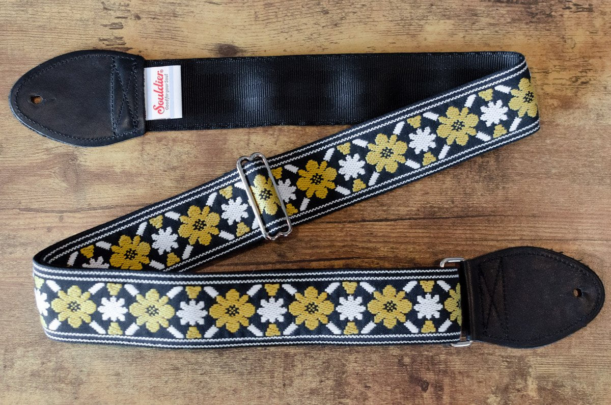 Souldier Straps Tulip Rooftop Lennon Gold Flower WH Star Guitar Strap