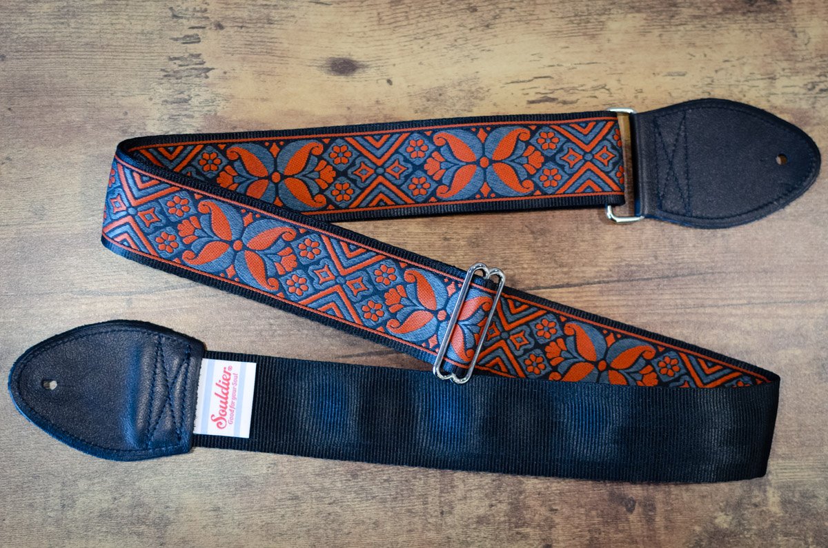 Souldier Tribal Madrid Guitar Strap Orange haggertys 4