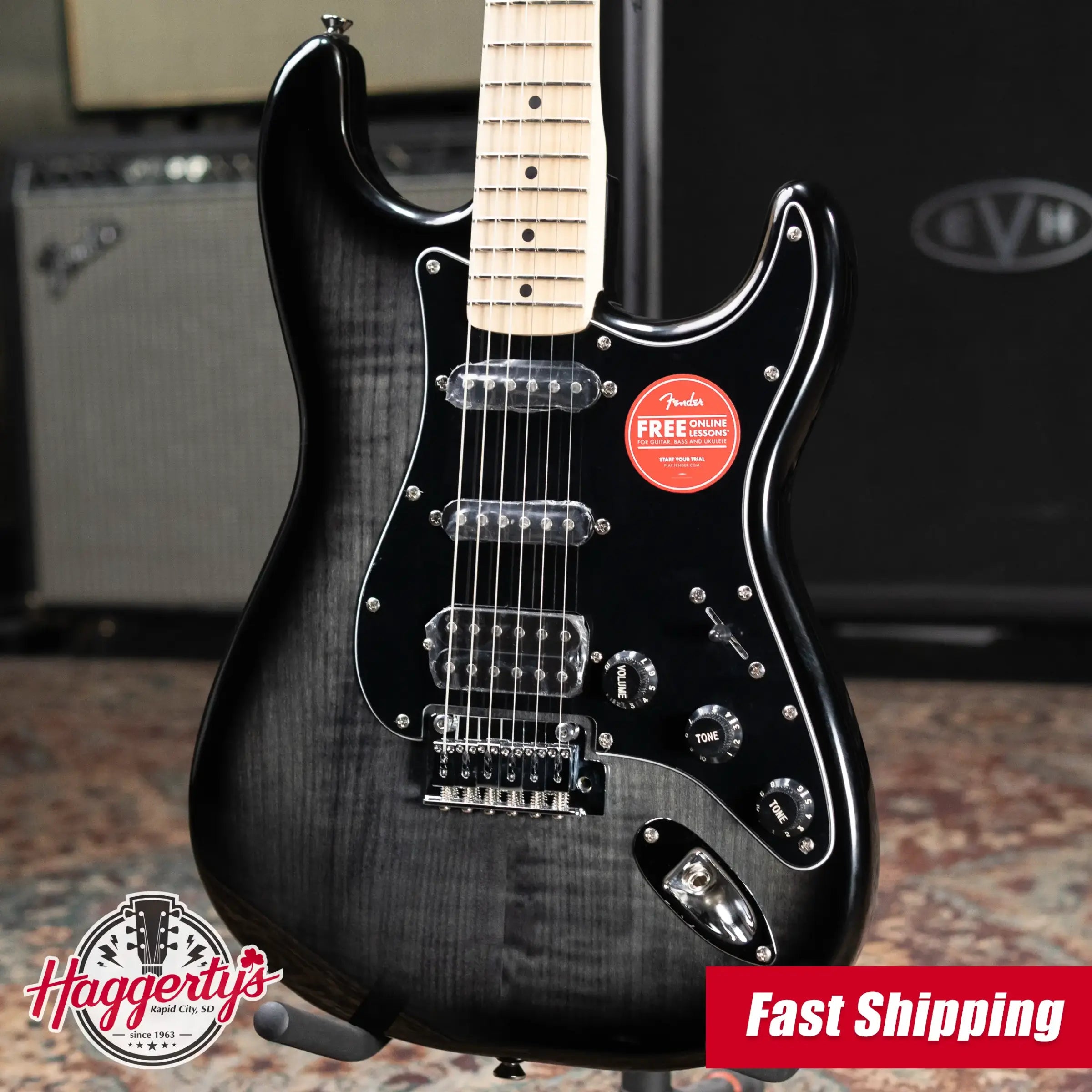 Squier Affinity Series Stratocaster FMT HSS Electric Guitar - Black Burst