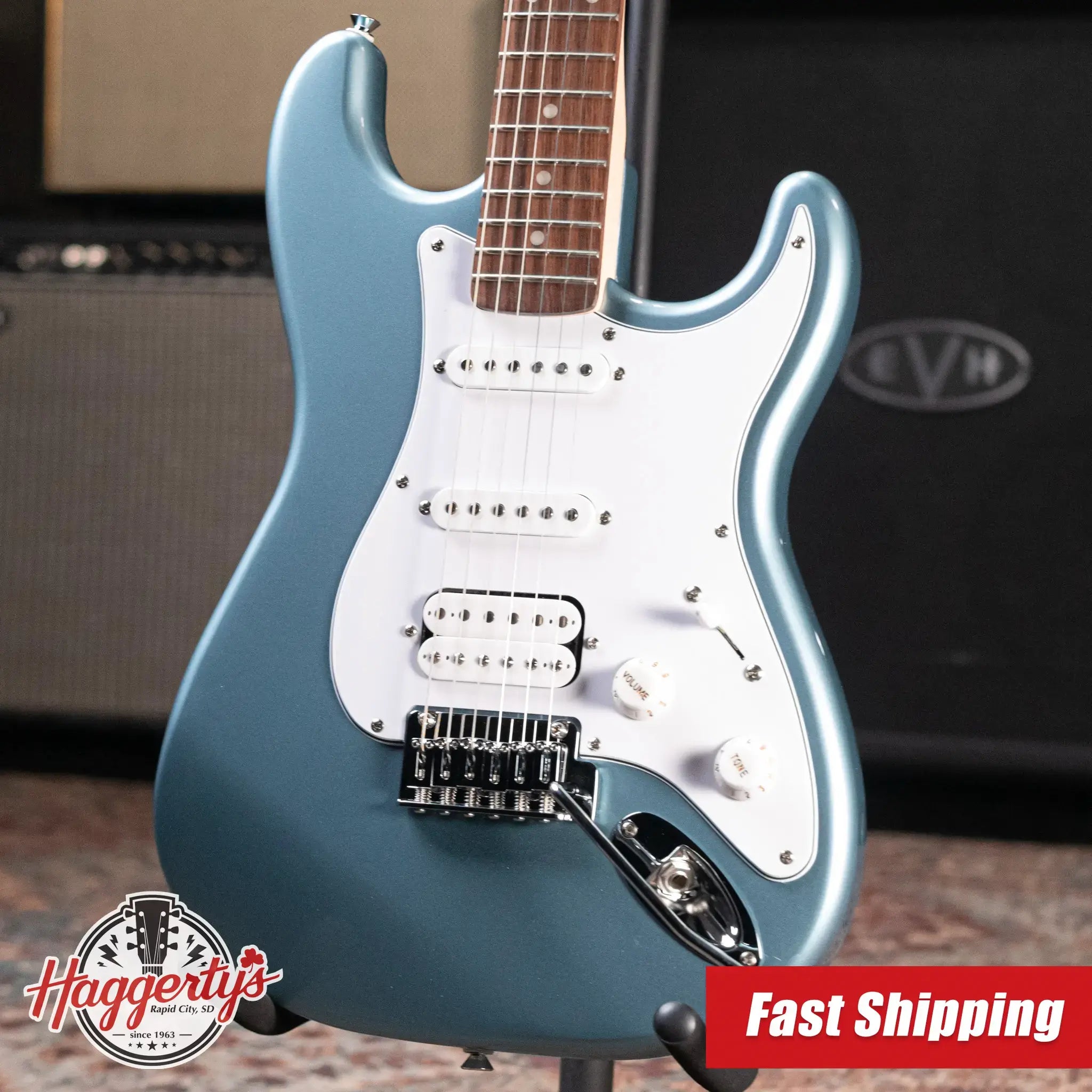 Squier Affinity Series Stratocaster Junior HSS Electric Guitar - Ice Blue Metallic