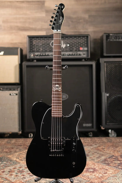 Squier Avril Lavigne Telecaster Electric Guitar - Black with Skull and Crossbones Logo - Used