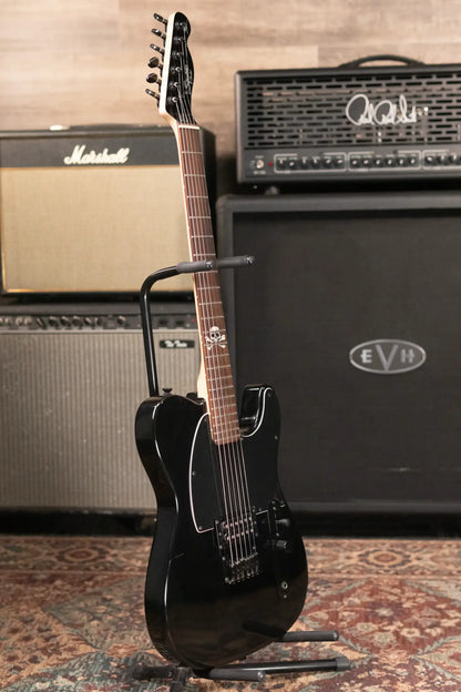 Squier Avril Lavigne Telecaster Electric Guitar - Black with Skull and Crossbones Logo - Used