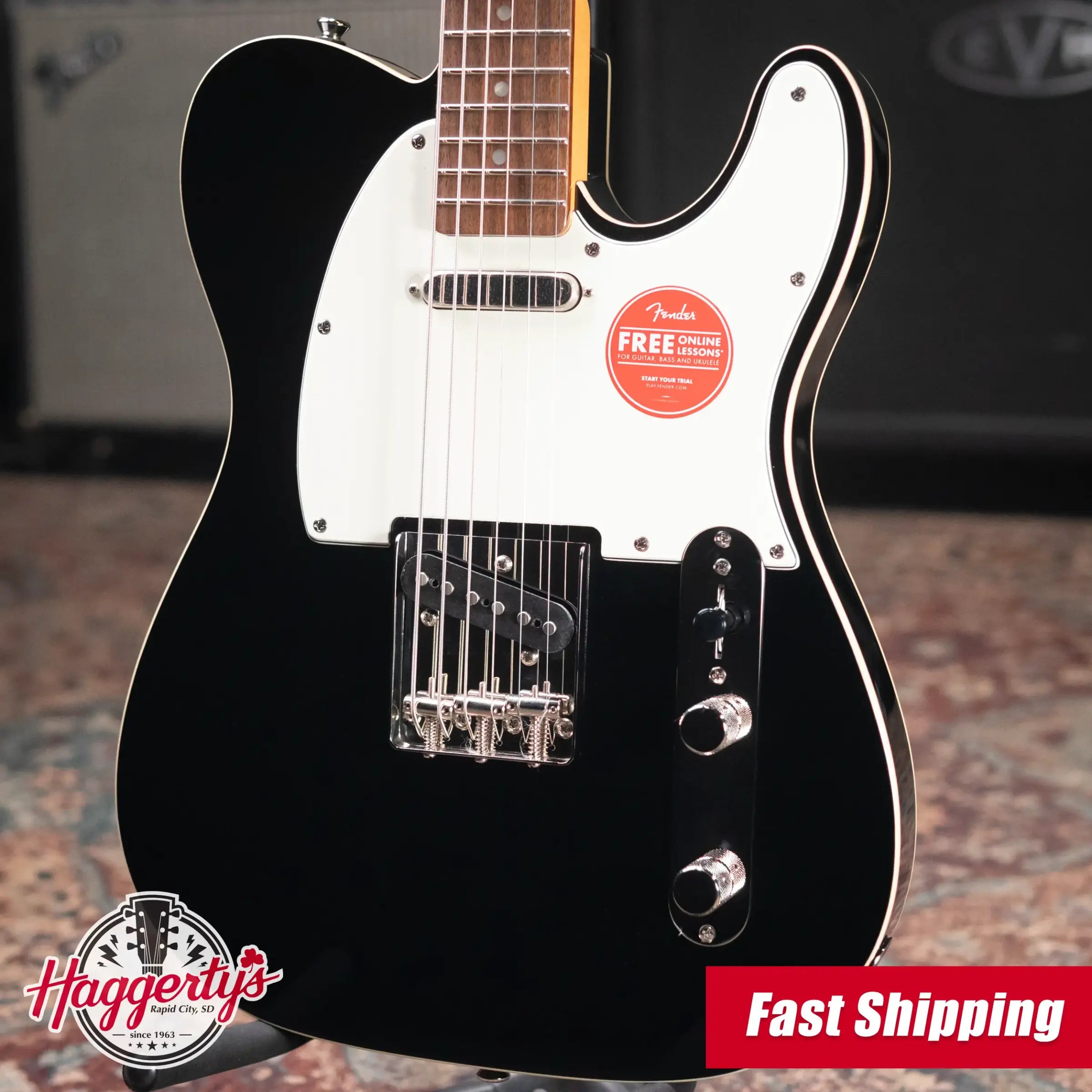 Squier Classic Vibe Baritone Custom Telecaster Electric Guitar - Black