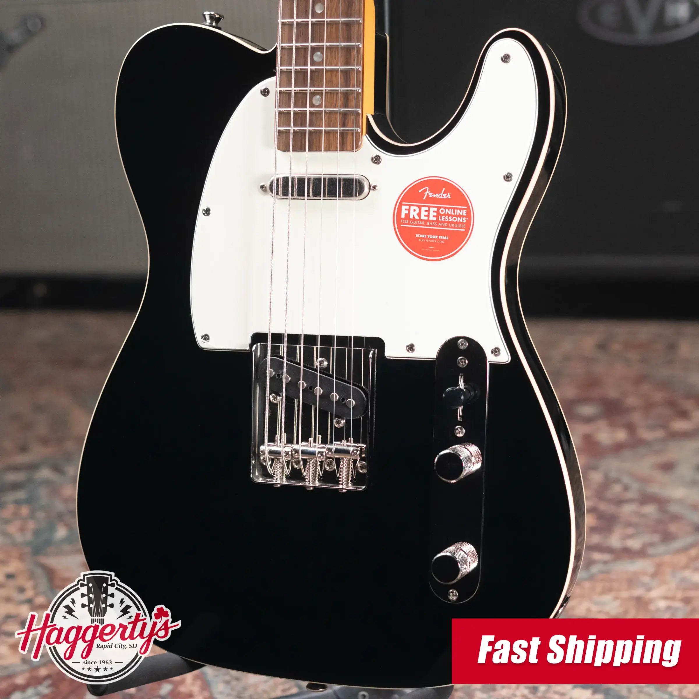 Squier Classic Vibe Baritone Custom Telecaster Electric Guitar - Black
