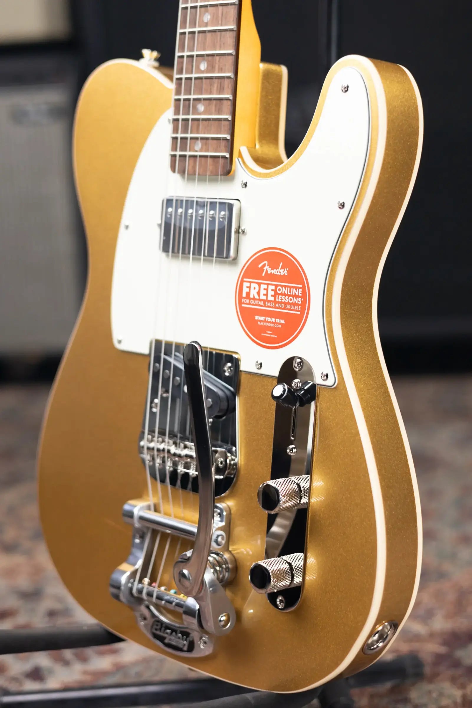 Squier Classic Vibe Custom Telecaster SH with Bigsby Electric Guitar - Aztec Gold