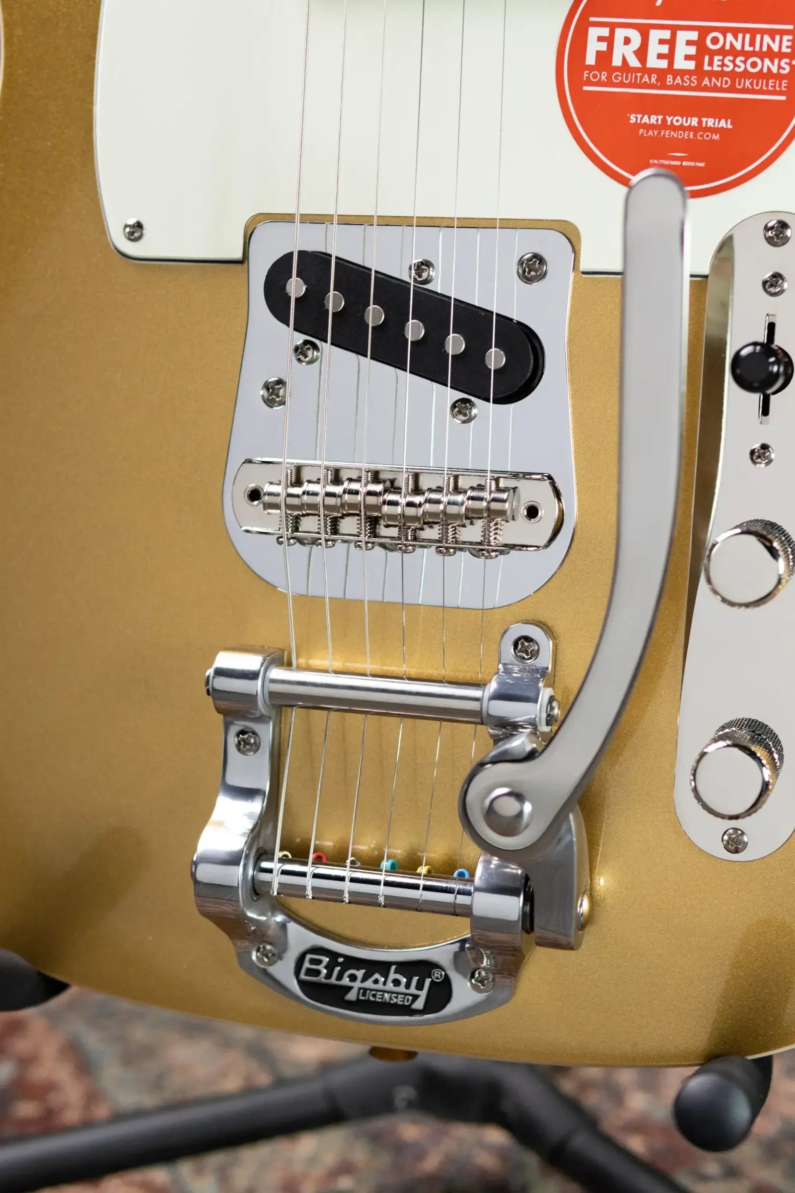 Squier Classic Vibe Custom Telecaster SH with Bigsby Electric Guitar - Aztec Gold