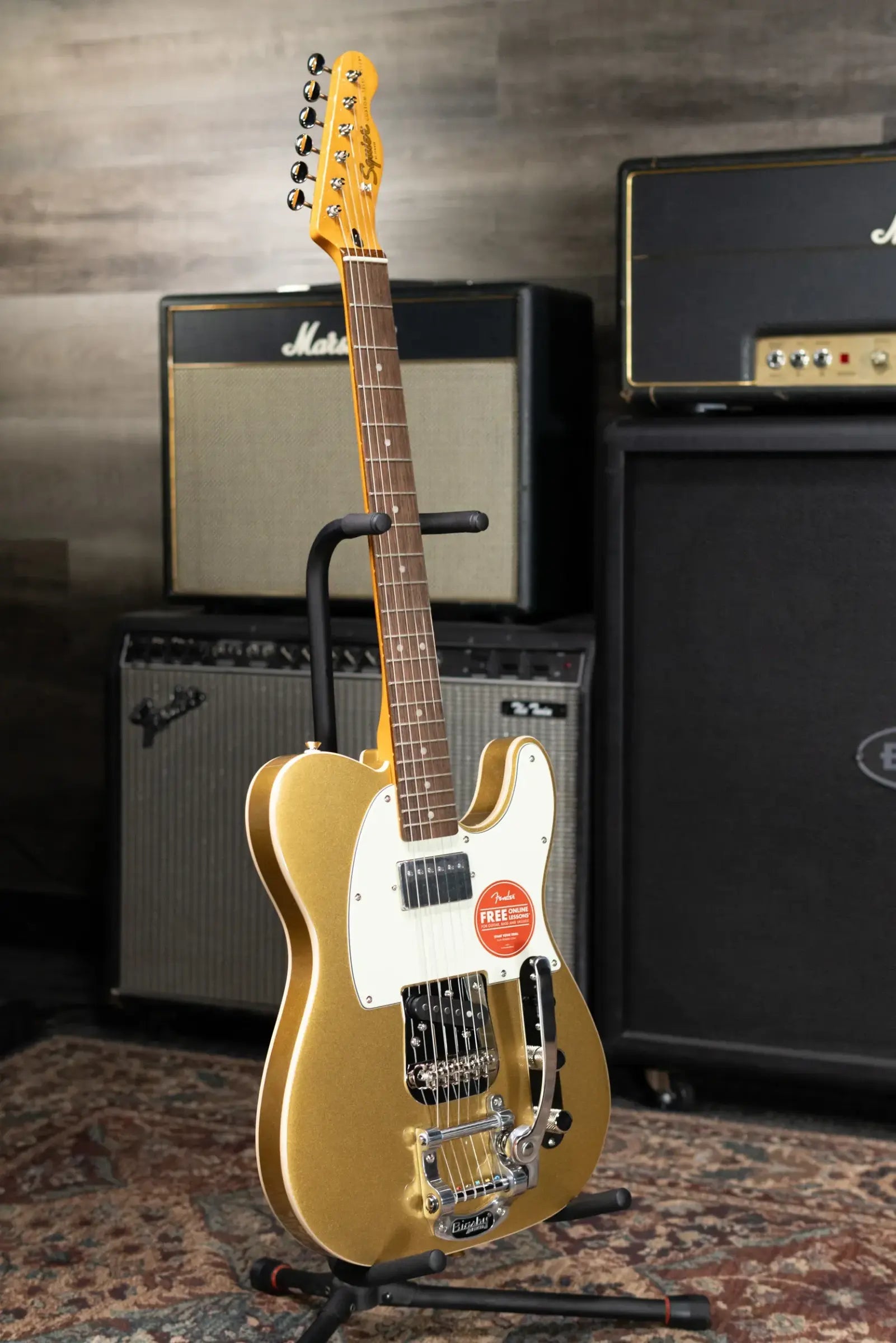 Squier Classic Vibe Custom Telecaster SH with Bigsby Electric Guitar - Aztec Gold