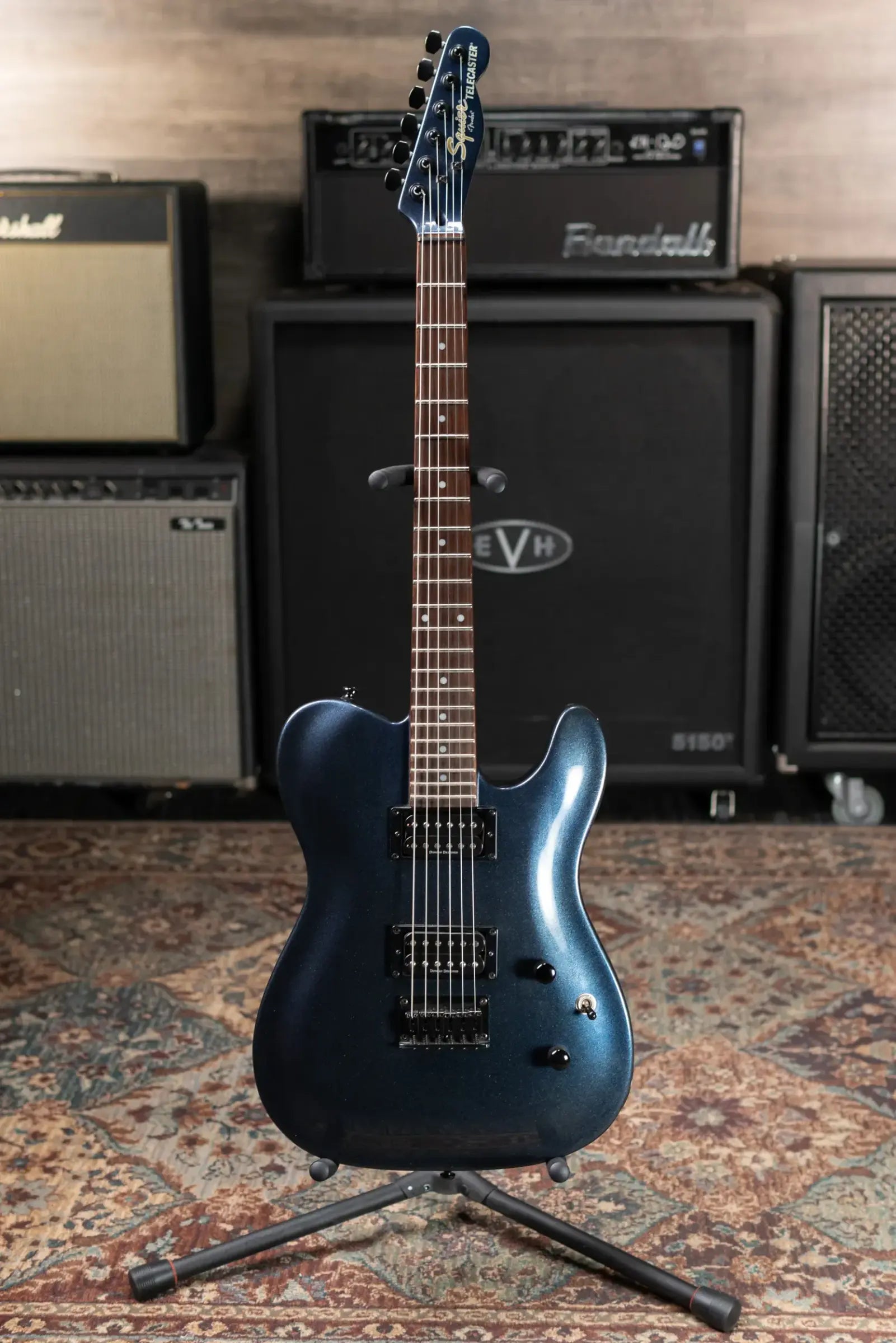 Squier Double Fat Telecaster Electric Guitar - Atlantic Blue Metallic - Used