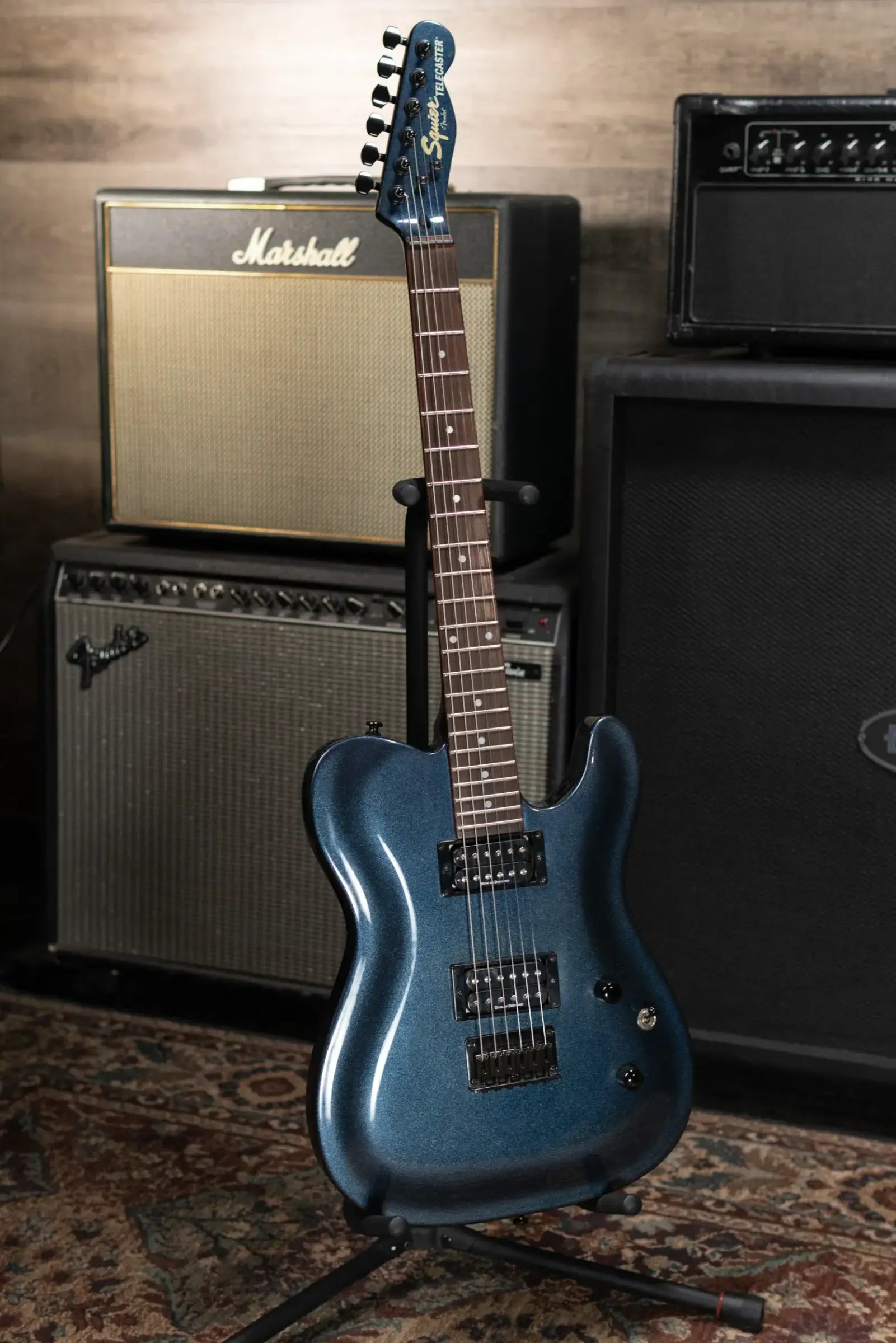 Squier Double Fat Telecaster Electric Guitar - Atlantic Blue Metallic - Used