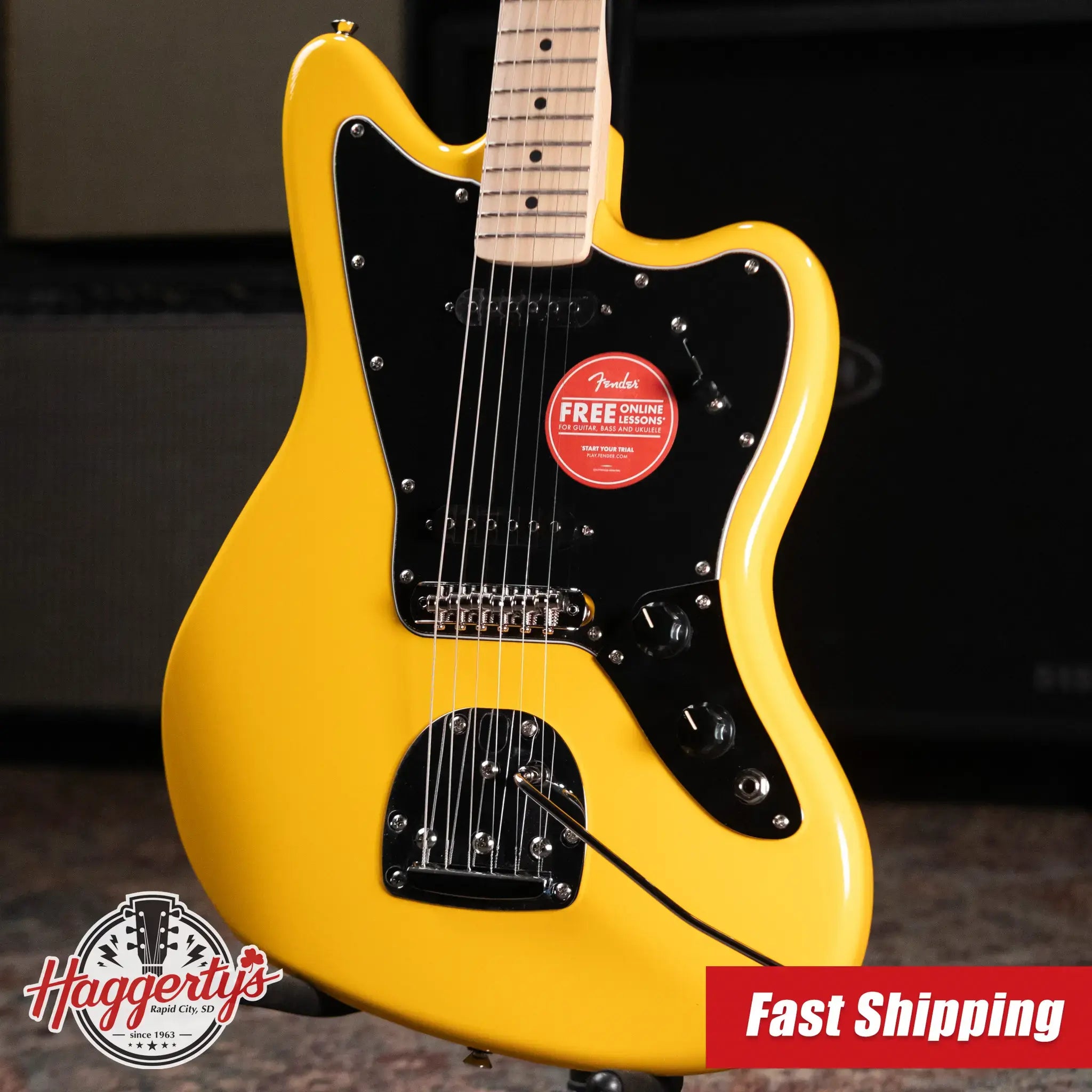 Squier FSR Affinity Jaguar Electric Guitar, Maple Fingerboard - Graffiti Yellow