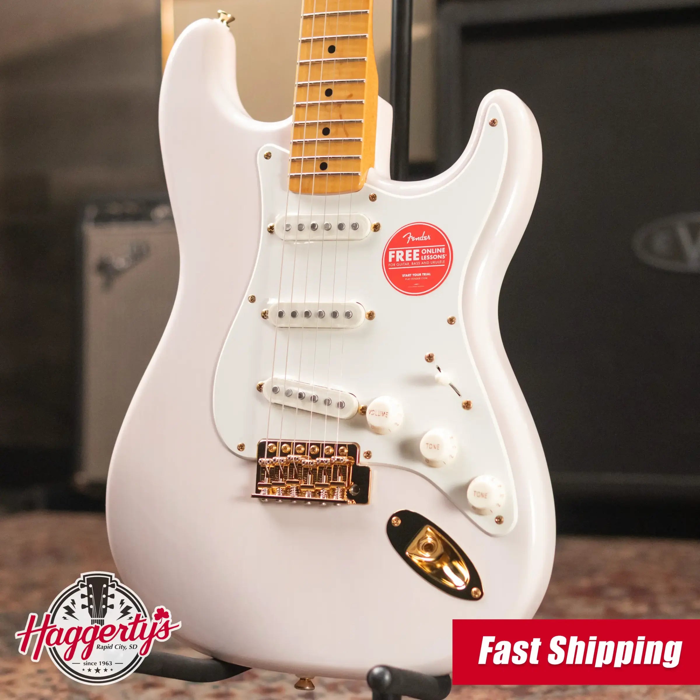 Squier FSR Classic Vibe '50s Stratocaster Electric Guitar - White Blonde, Gold Hardware