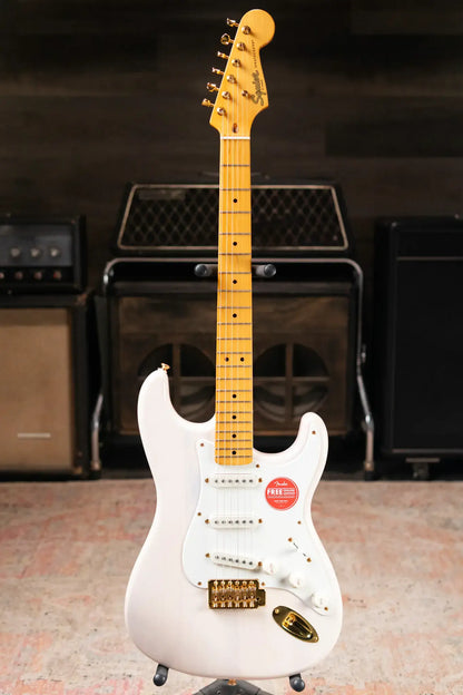 Squier FSR Classic Vibe '50s Stratocaster, Maple Fingerboard, Parchment Pickguard, Gold Hardware - White Blonde