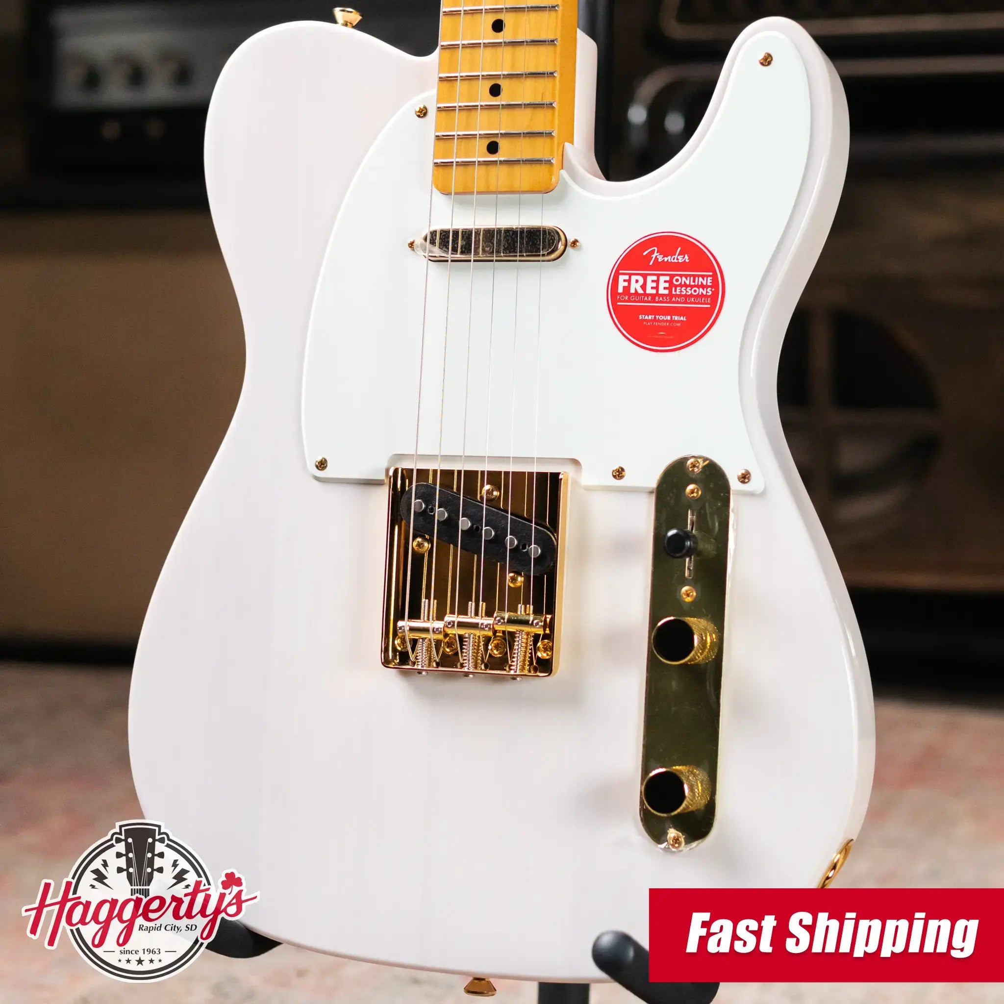 Squier FSR Classic Vibe '50s Telecaster Electric Guitar - White Blonde, Gold Hardware