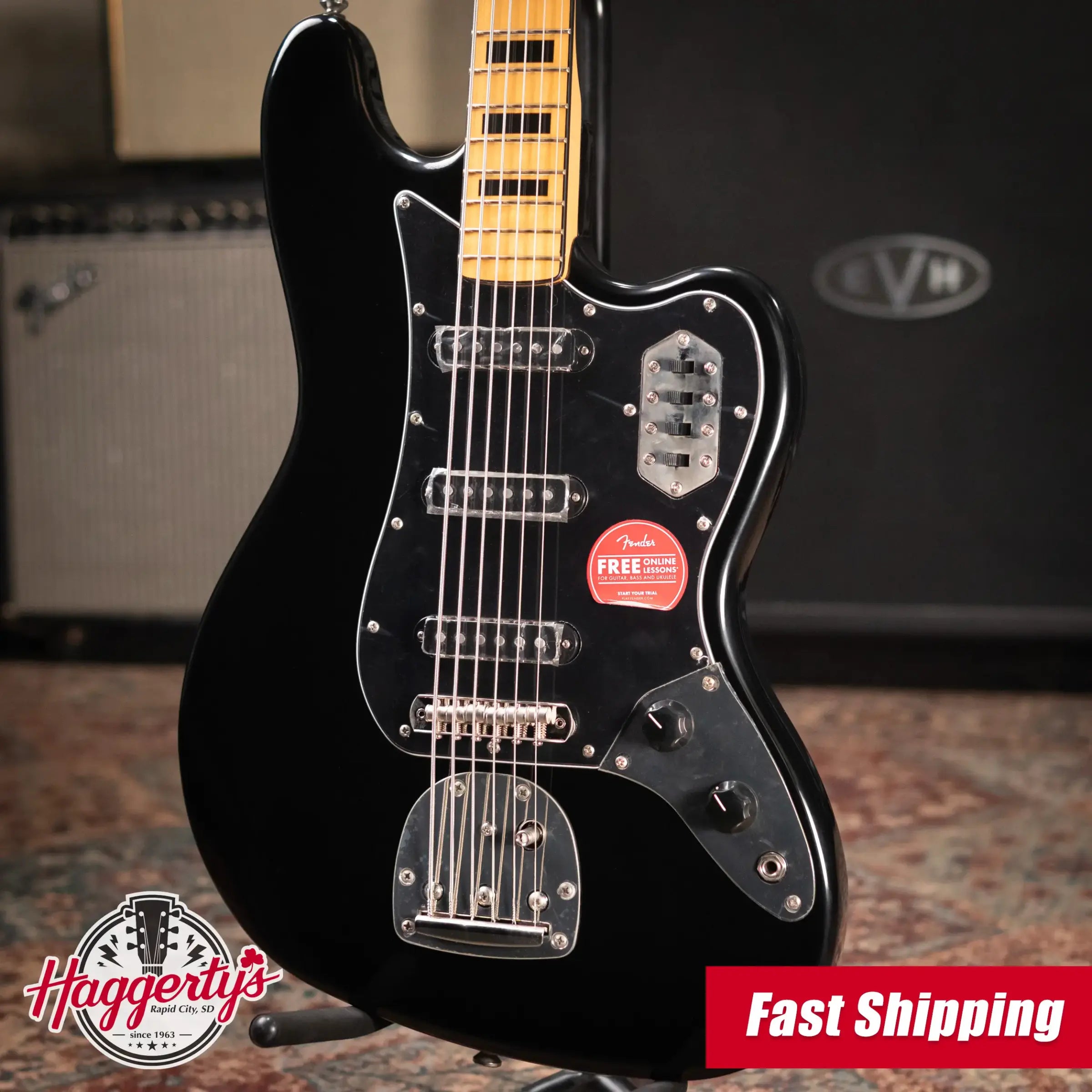 Squier FSR Classic Vibe Bass VI - Black with Matching Headstock