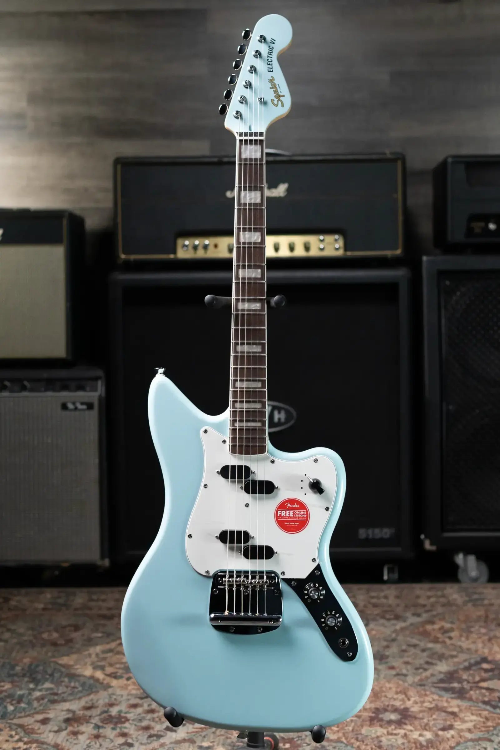 Squier Paranormal Electric VI Electric Guitar - Daphne Blue