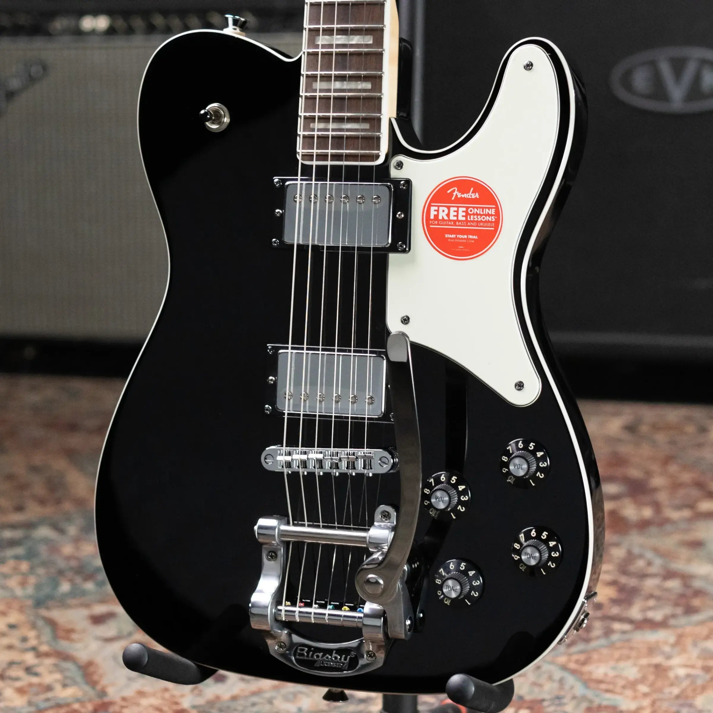 Squier Paranormal Troublemaker Telecaster Deluxe Bigsby Electric Guitar - Black
