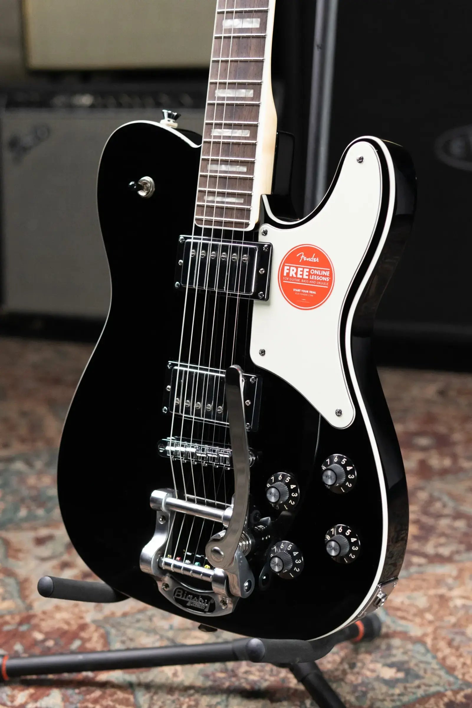 Squier Paranormal Troublemaker Telecaster Deluxe Bigsby Electric Guitar - Black