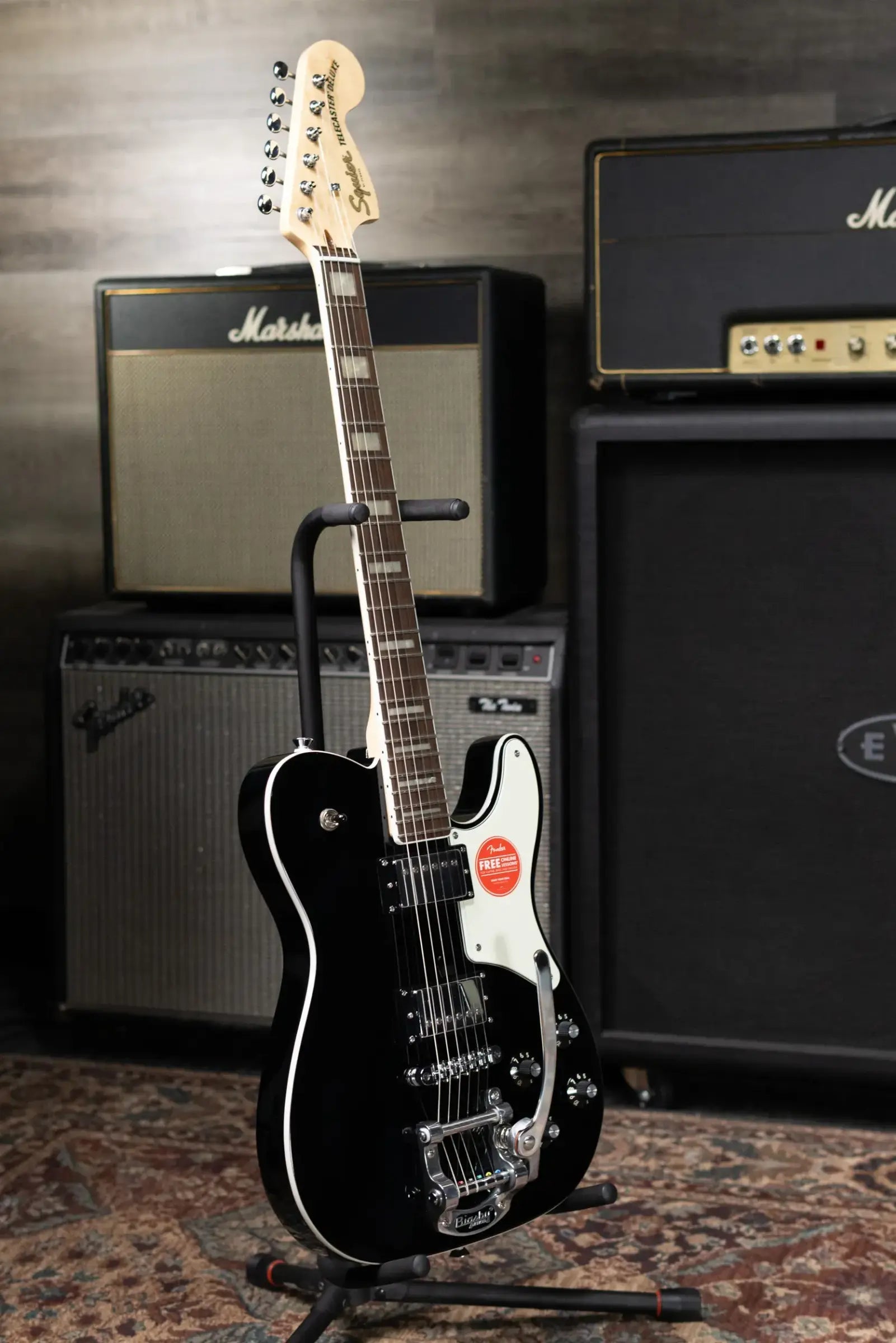 Squier Paranormal Troublemaker Telecaster Deluxe Bigsby Electric Guitar - Black