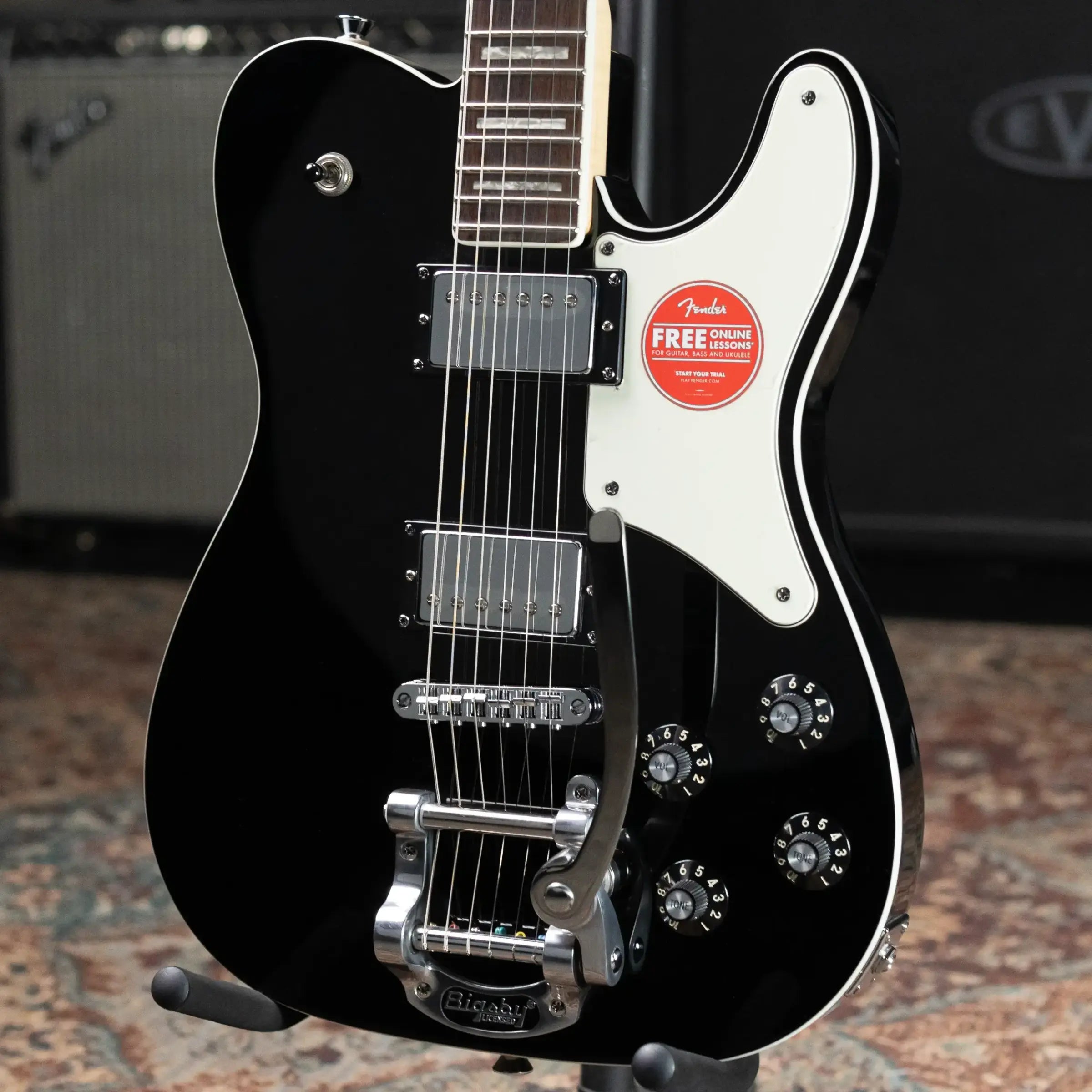 Squier Paranormal Troublemaker Telecaster Deluxe Bigsby Electric Guitar - Black