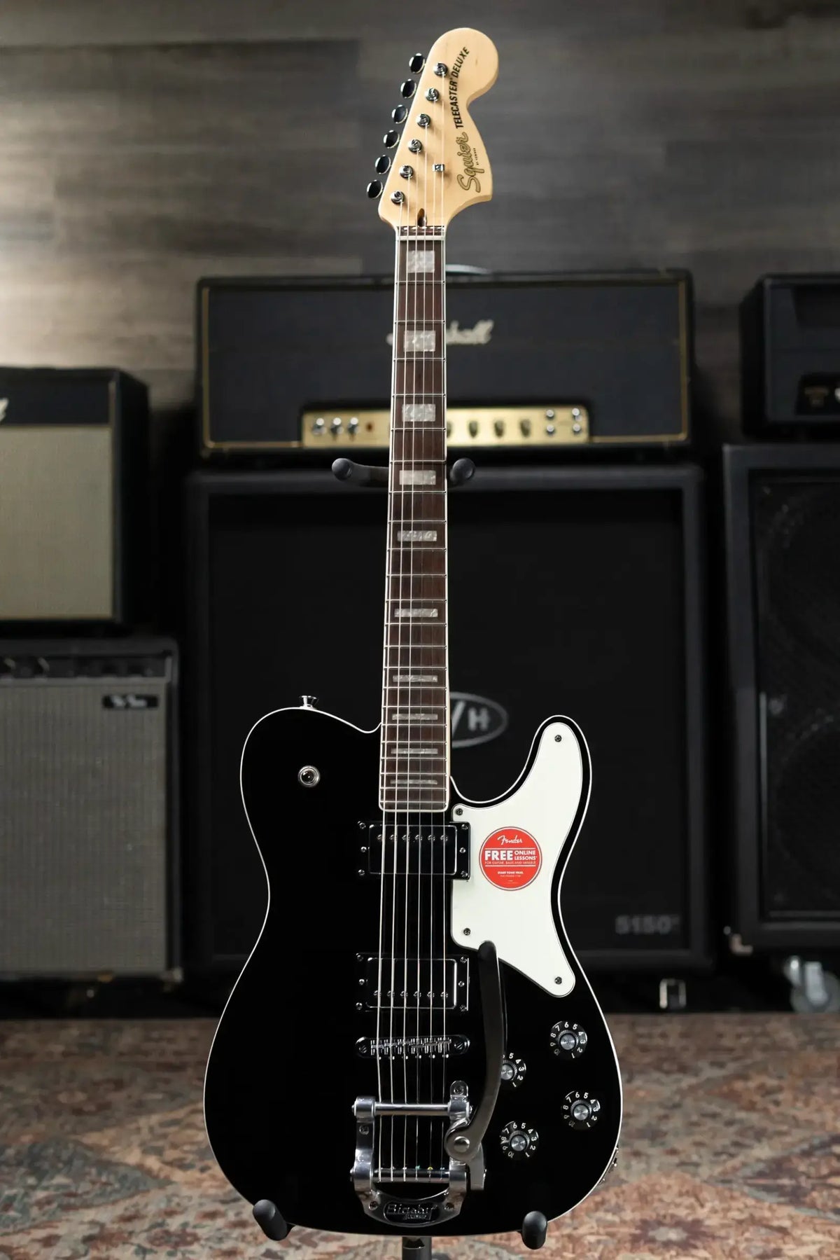 Squier Paranormal Troublemaker Telecaster Deluxe Bigsby Electric Guitar - Black